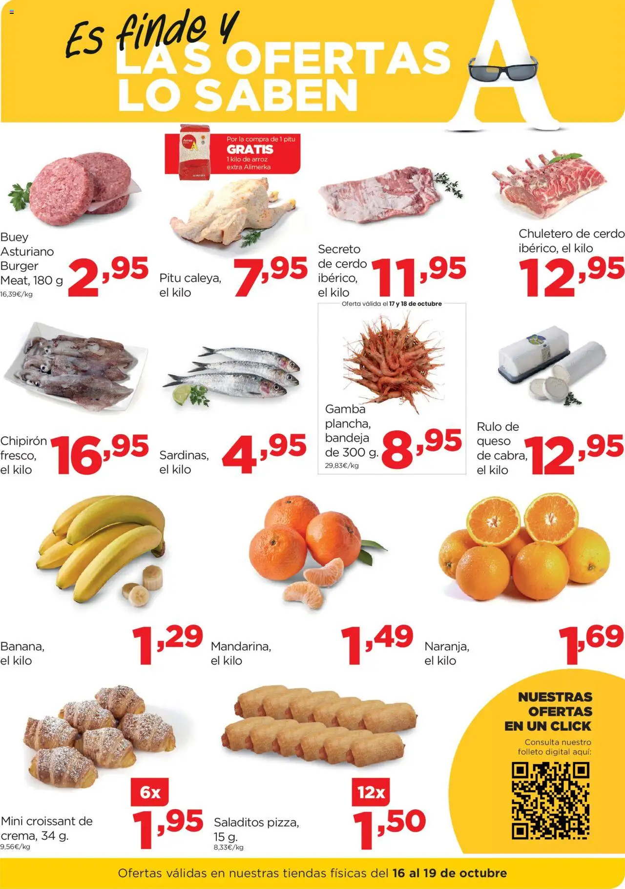 Alimerka - Fin de semana  │ válido desde el 16.10.2025 | Página: 2 | Productos: Queso, Croissant, Bandeja, Gamba