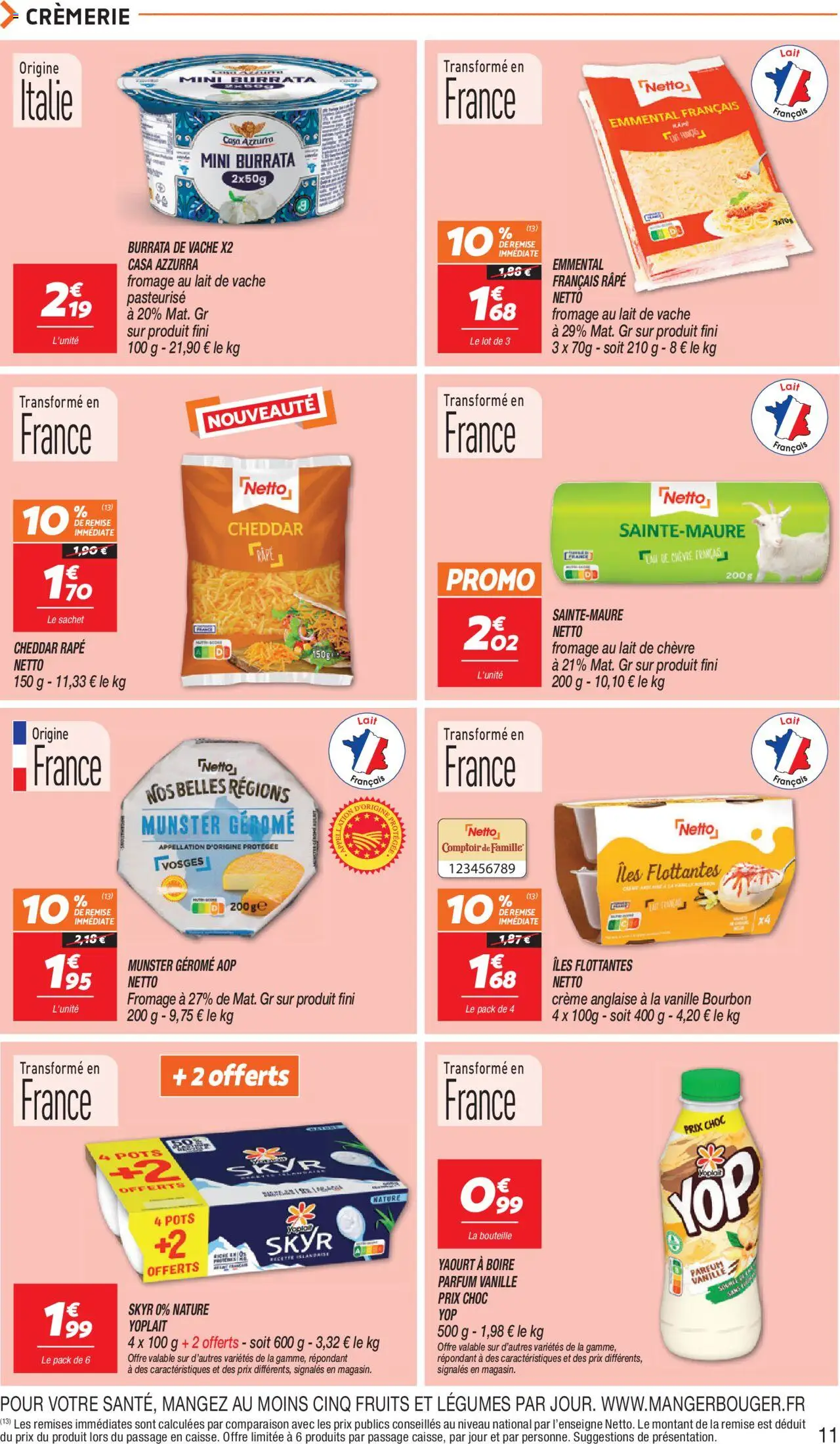 {H1} | Page: 11 | Produits: Yaourt à boire, Lait, Yaourt, Bourbon
