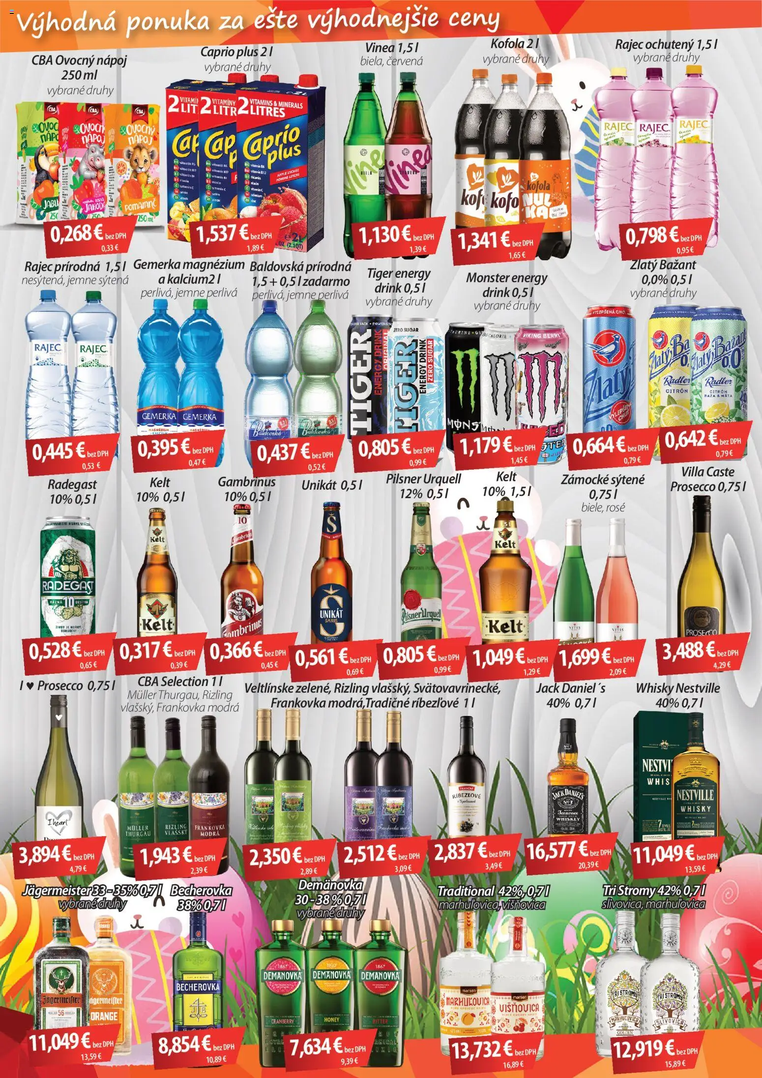 Nové CBA Verex akcie – leták je platný od 01.04.2026 | Strana: 2 | Produkty: Jägermeister, Rajec, Whisky, Baldovská