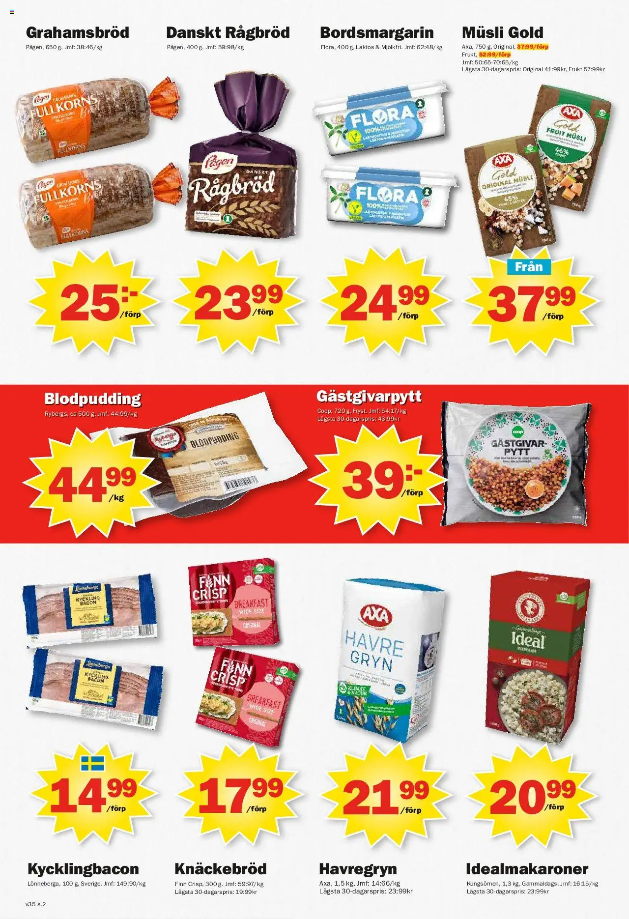 Pekås reklamblad aktuell från 25.08.2025 | Sida: 2 | Produkter: Musli, Bacon, Knäckebröd, Havregryn
