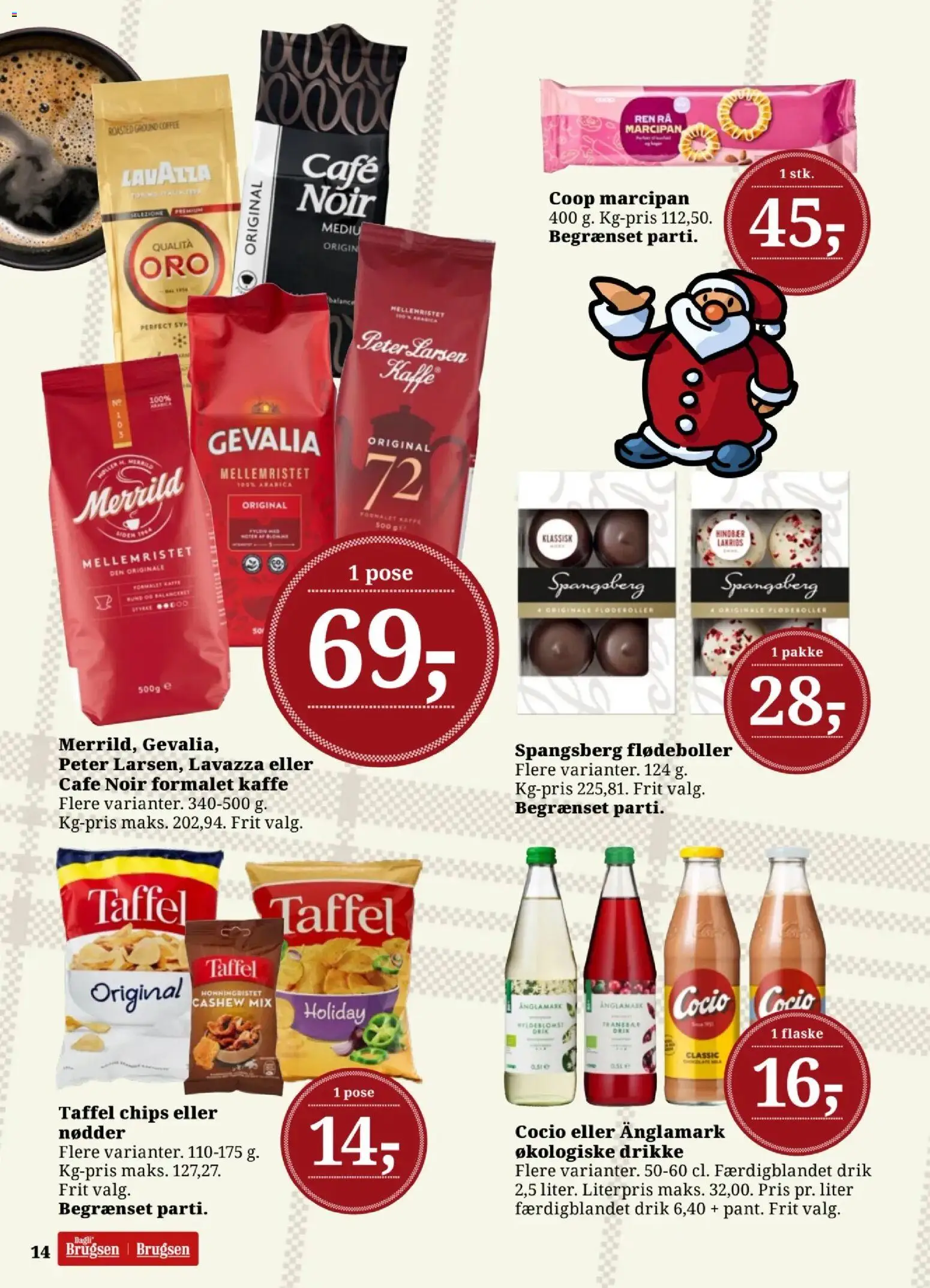 Dagli'Brugsen tilbudsavis – gyldig fra 21.11.2025 | Side: 14 | Produkter: Chips, Nødder, Hindbær, Marcipan