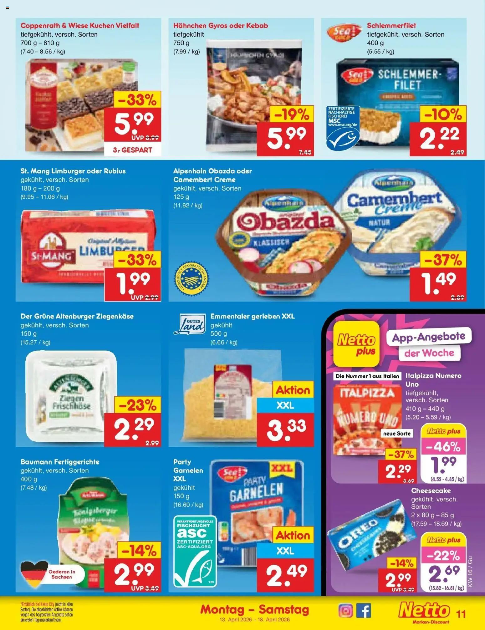 Netto Marken-Discount Prospekt Machern	 – gültig ab 13.04.2026 | Seite: 13 | Produkte: Ziegenkäse, Creme, Gyros, Kuchen