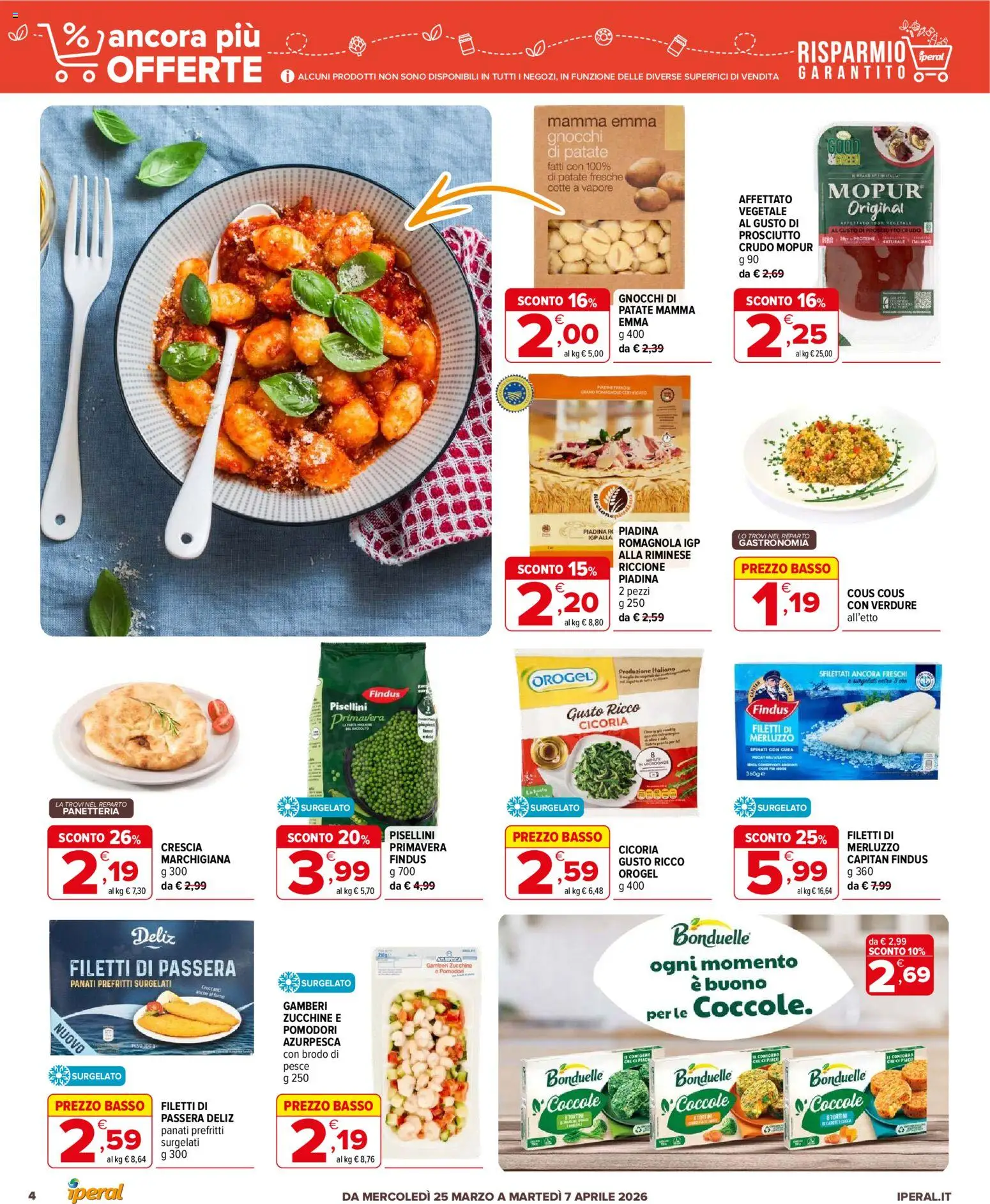 Volantino Iperal del 25.03.2026 | Pagina: 4 | Prodotti: Pesce, Merluzzo, Gamberi, Pomodori