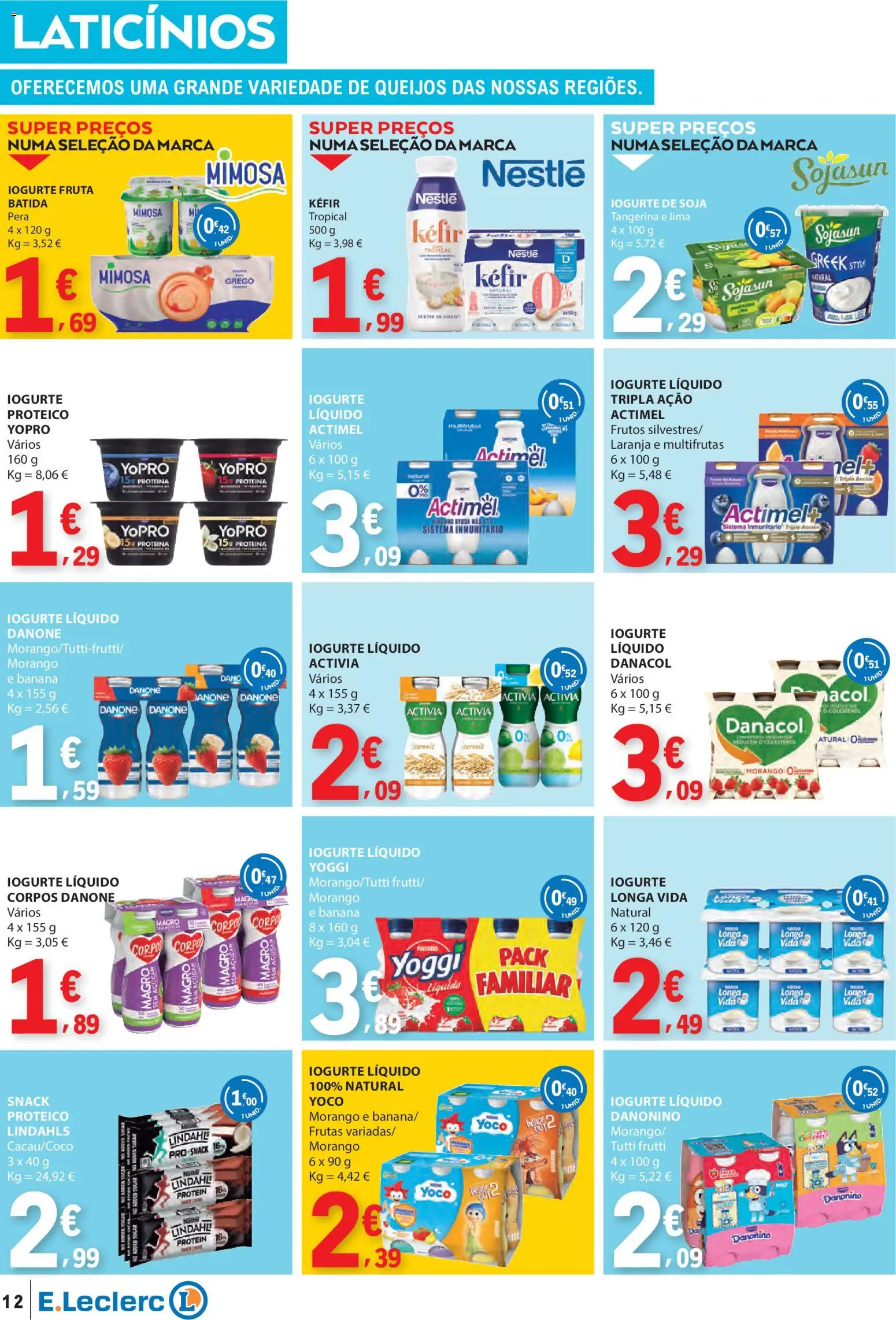 E.Leclerc folheto │ válido de 08.01.2026 | Página: 12 | Produtos: Banana, Kefir nestlé, Açúcar, Iogurte liquido