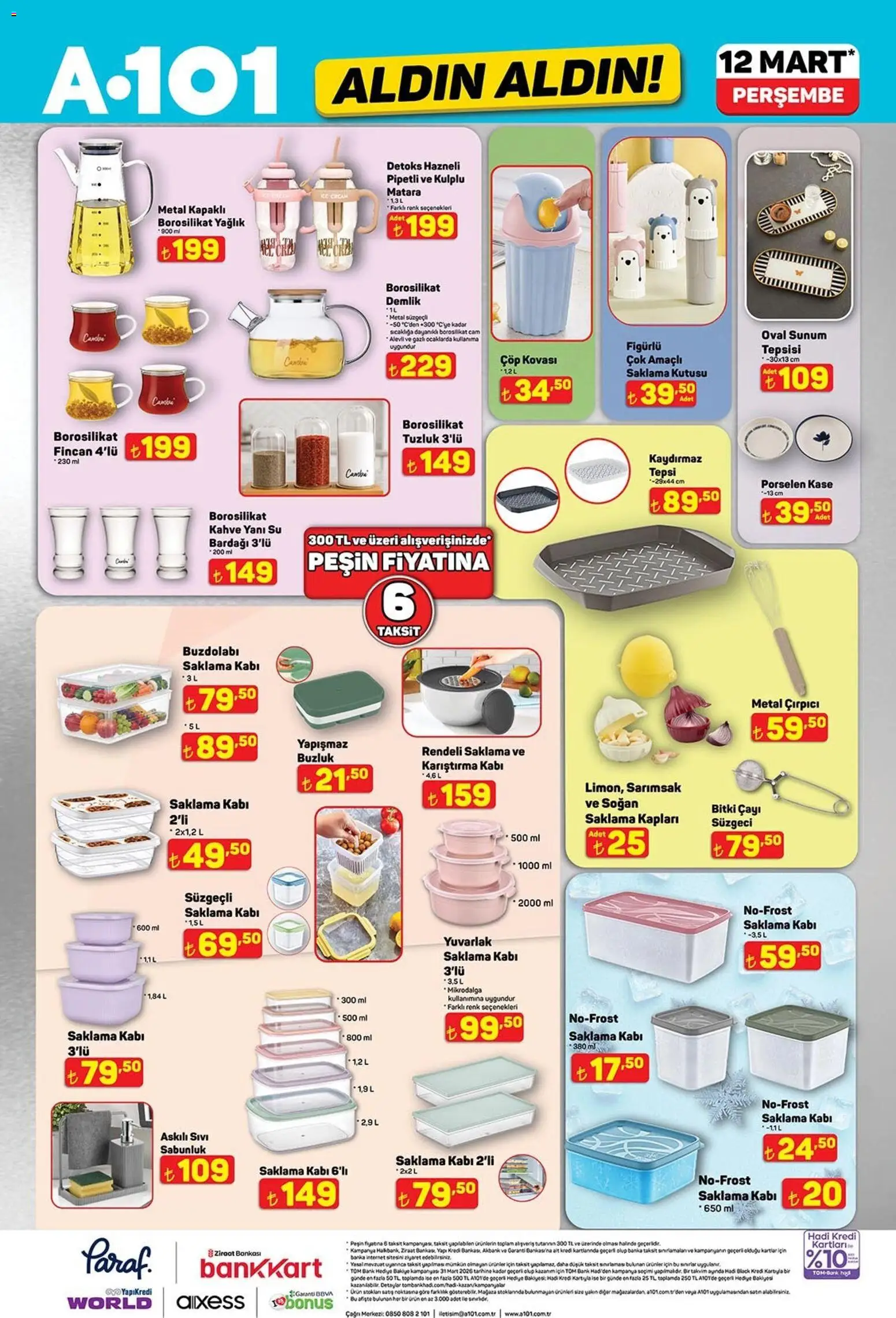 A101 - Katalog Aldın Aldın - 12.03.2026 tarihinden itibaren geçerlidir | Sayfa: 12 | Ürünler: Saklama kapları, Sıvı sabunluk, Tepsi, Su bardağı