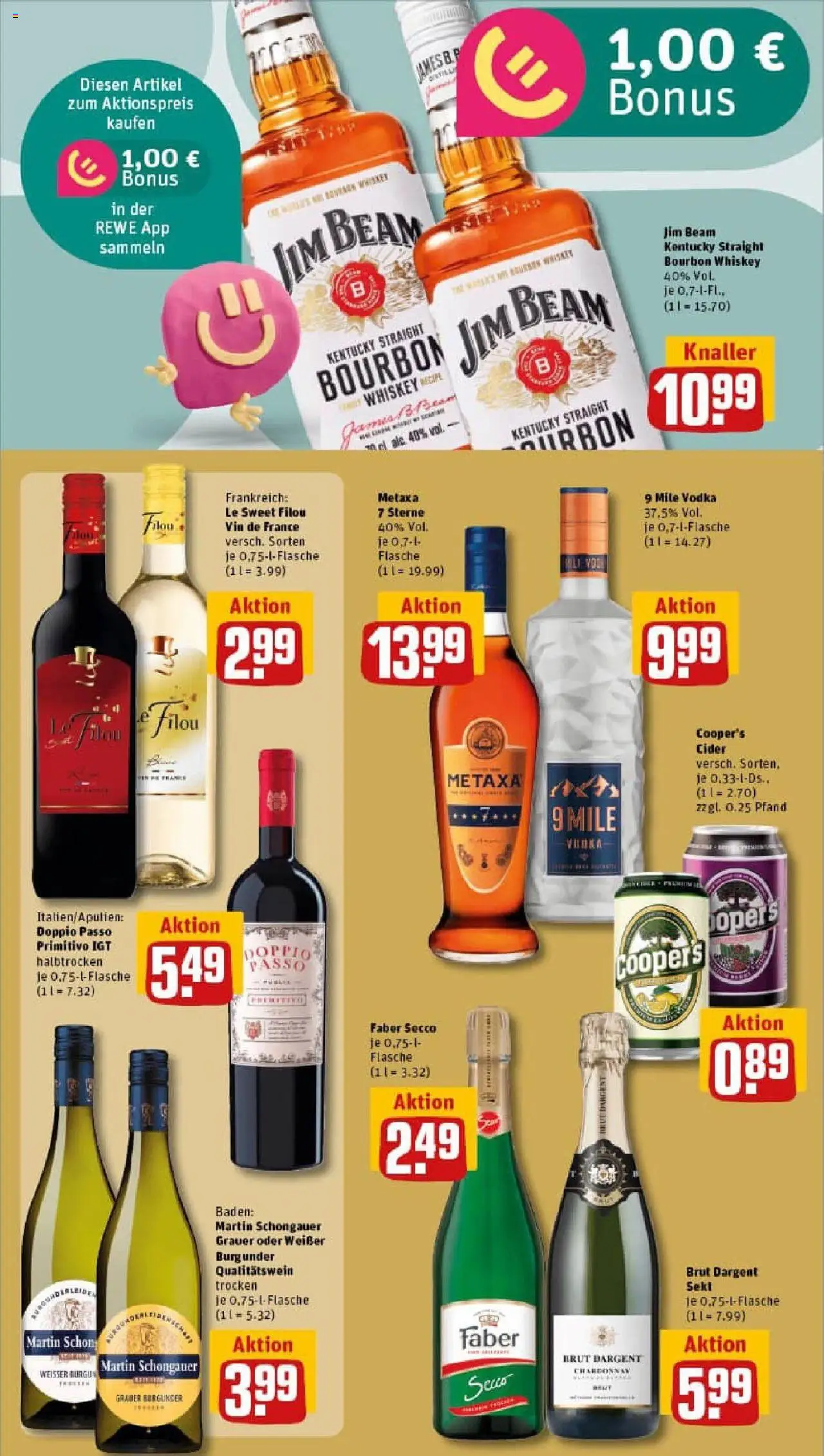 Rewe prospekt Dortmund	 - gültig ab dem 22.06.2025 | Seite: 19 | Produkte: Sekt, Metaxa, Doppio Passo, Whiskey