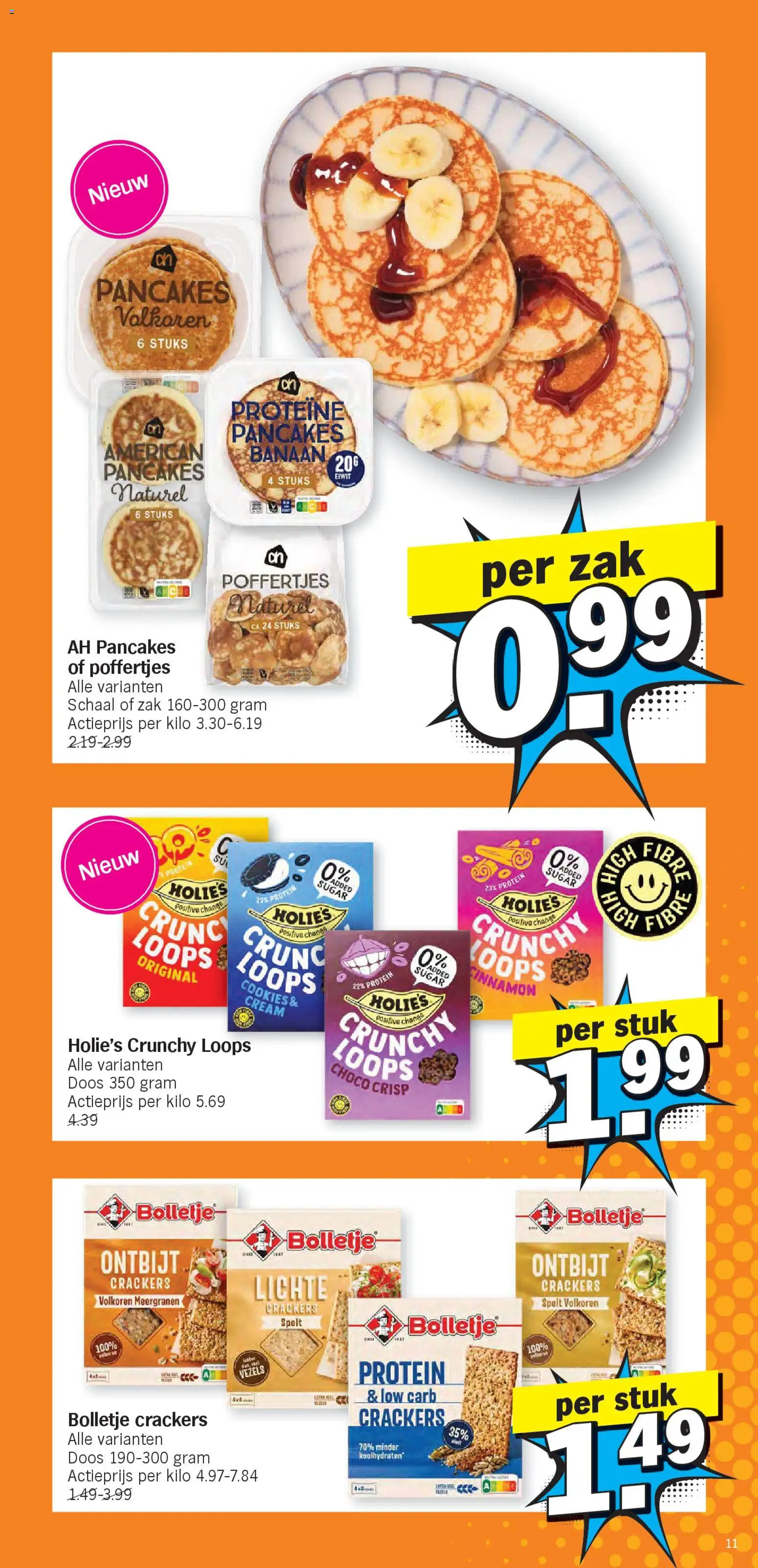 {H1} | Pagina: 11 | Producten: Zak, Meergranen Crackers, Banaan, Schaal