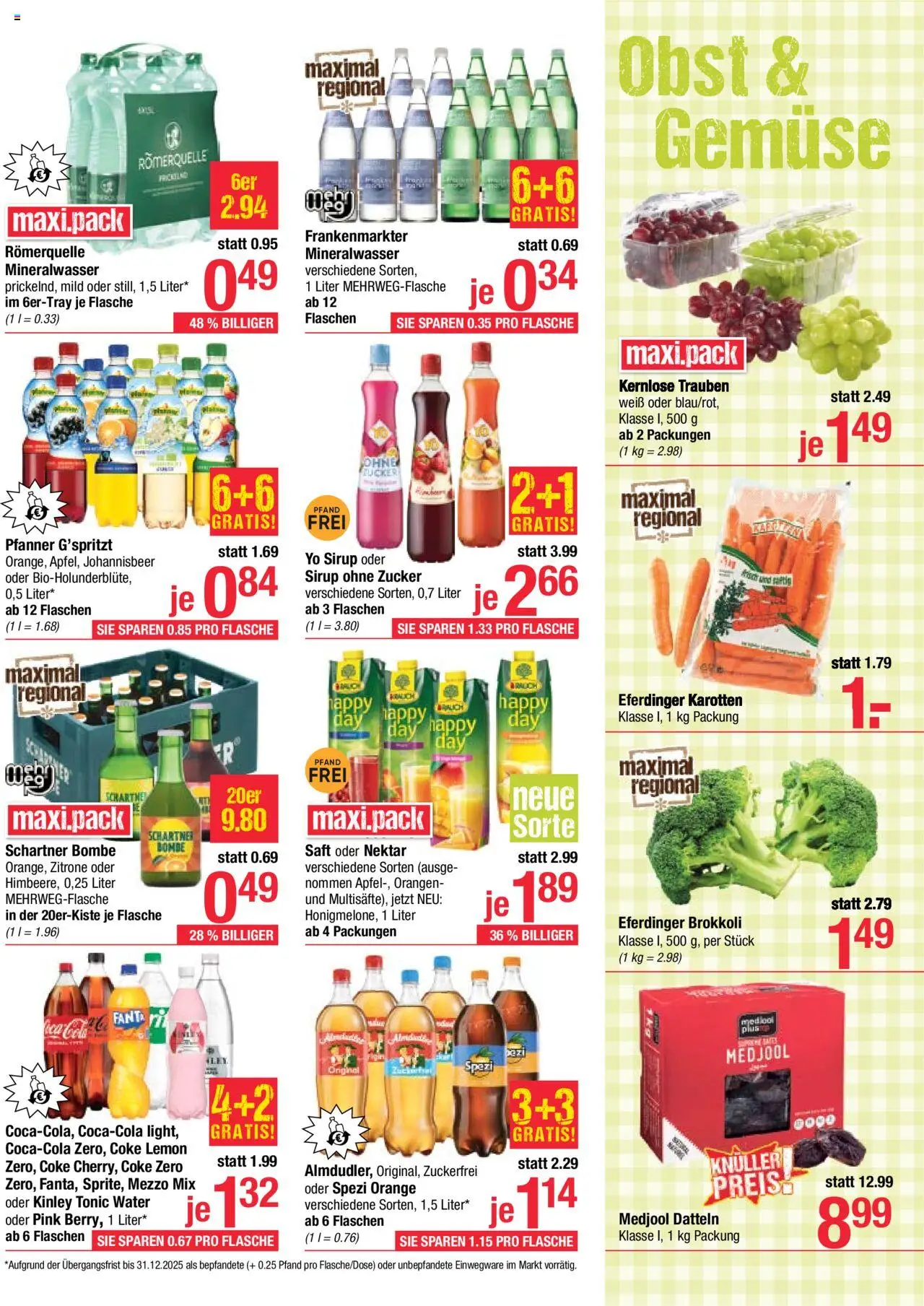 Maximarkt Flugblatt gültig ab 25.08.2025 | Seite: 13 | Produkte: Obst, Zucker, Saft, Orangen