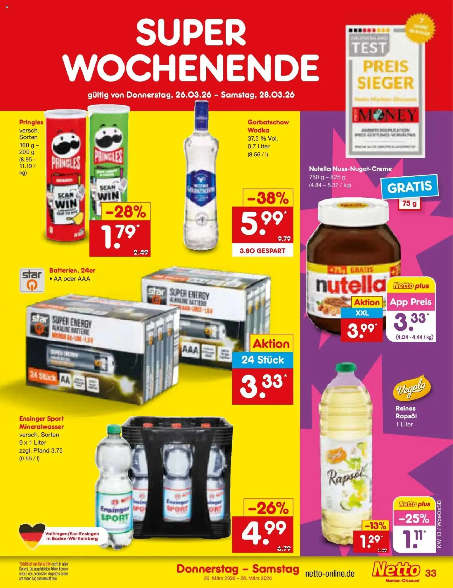 Netto Marken-Discount Prospekt Gemmingen	 – gültig ab 23.03.2026 | Seite: 47 | Produkte: Energy, Mineralwasser, Nutella, Wodka