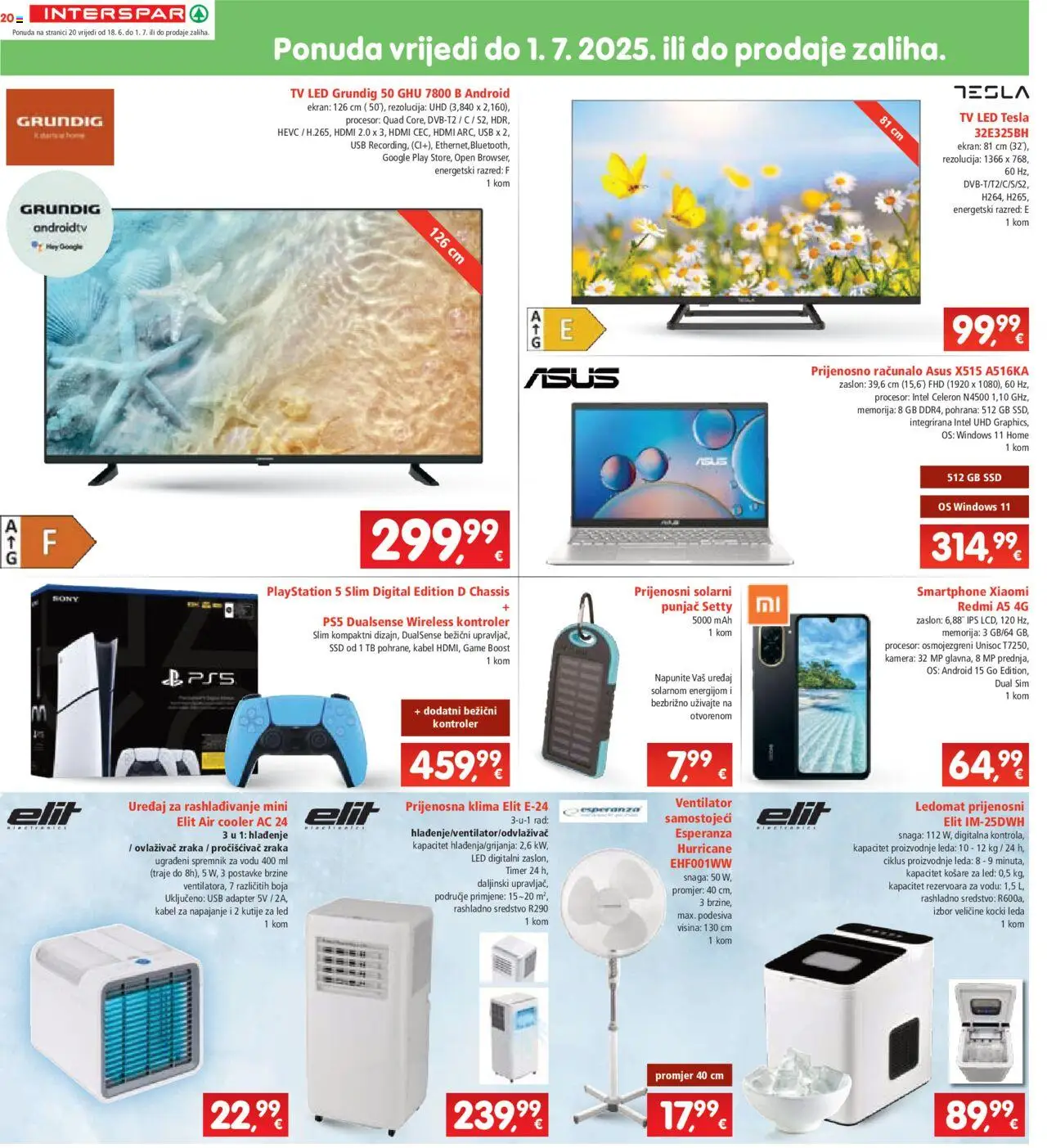Interspar katalog | vrijedi od 18.06.2025 | Stranica: 20 | Proizvodi: Ventilator, Pročišćivač zraka, Klima, Tv