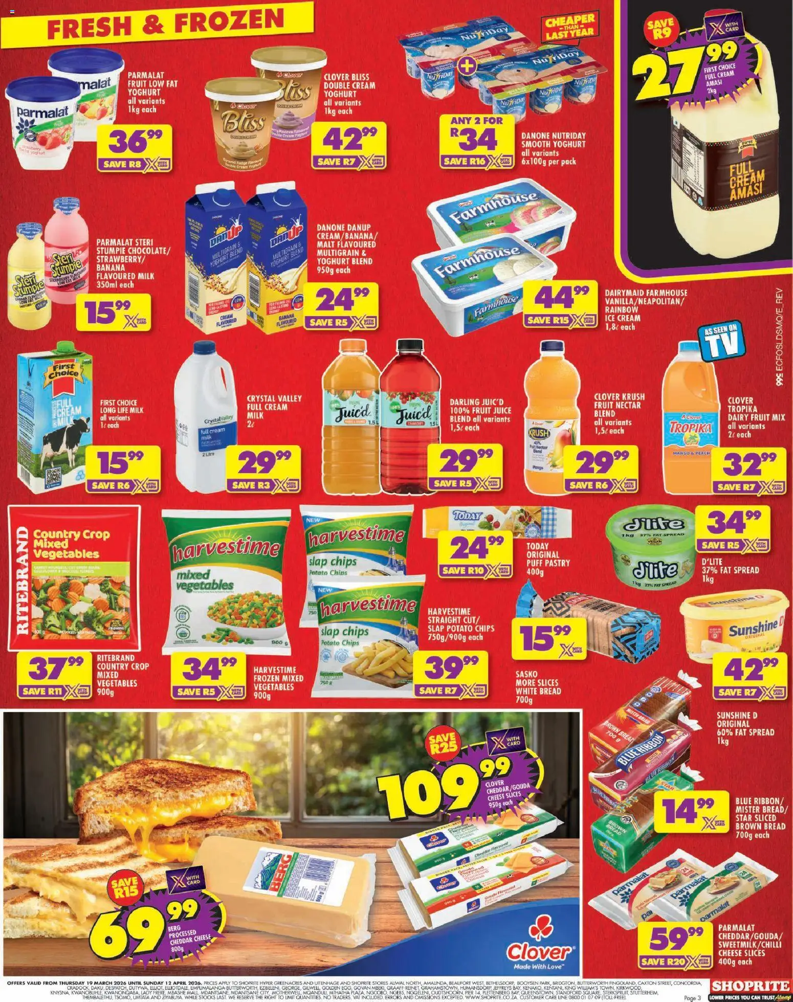 New Shoprite catalogue – valid from 19.03.2026 | Page: 3 | Products: Milk, Vegetables, Fruit, Peach