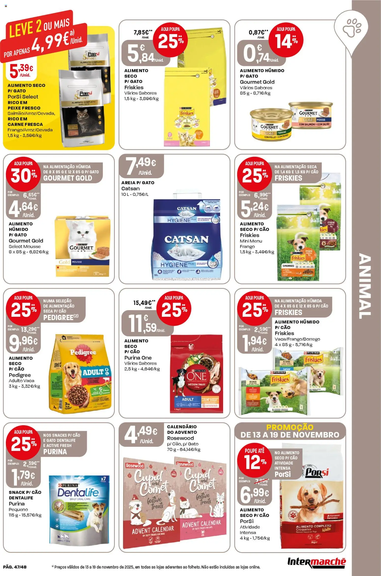 Intermarché folheto │ válido de 13.11.2025 | Página: 47 | Produtos: Areia, Frango, Peixe, Carne