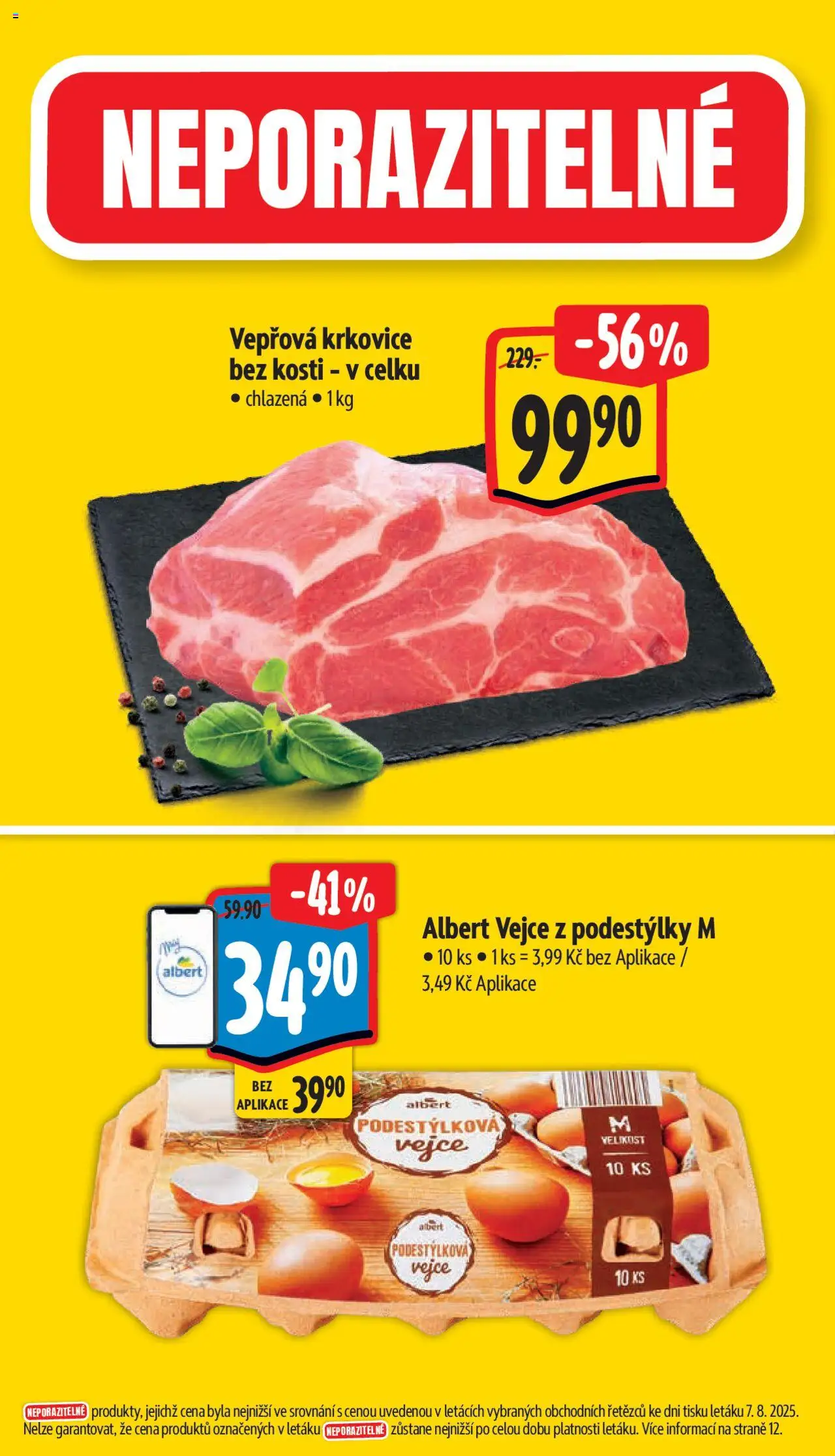 Albert leták - Supermarket od 13.08.2025 | Strana: 2 | Produkty: Vejce, Krkovice, Vepřová krkovice