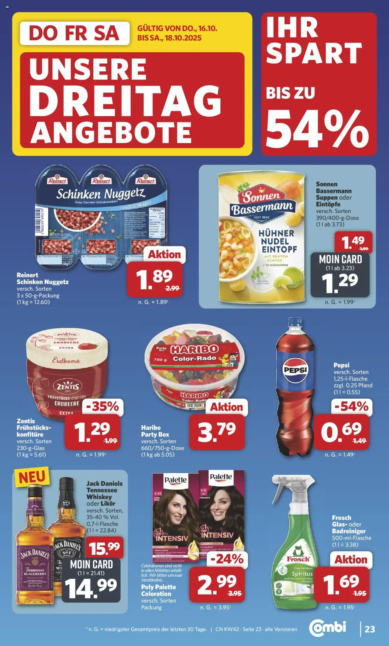 Combi Prospekt 	 – gültig ab 13.10.2025 | Seite: 28 | Produkte: Jack Daniel's, Creme, Schinken, Whiskey