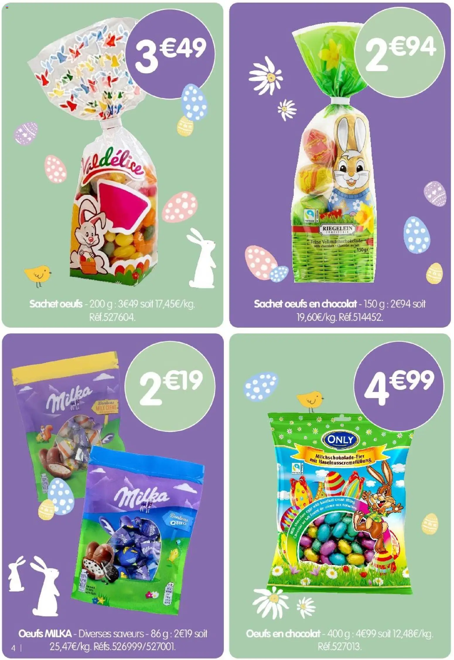 {H1} | Page: 4 | Produits: Lait, Œufs, Bonbons, Crème