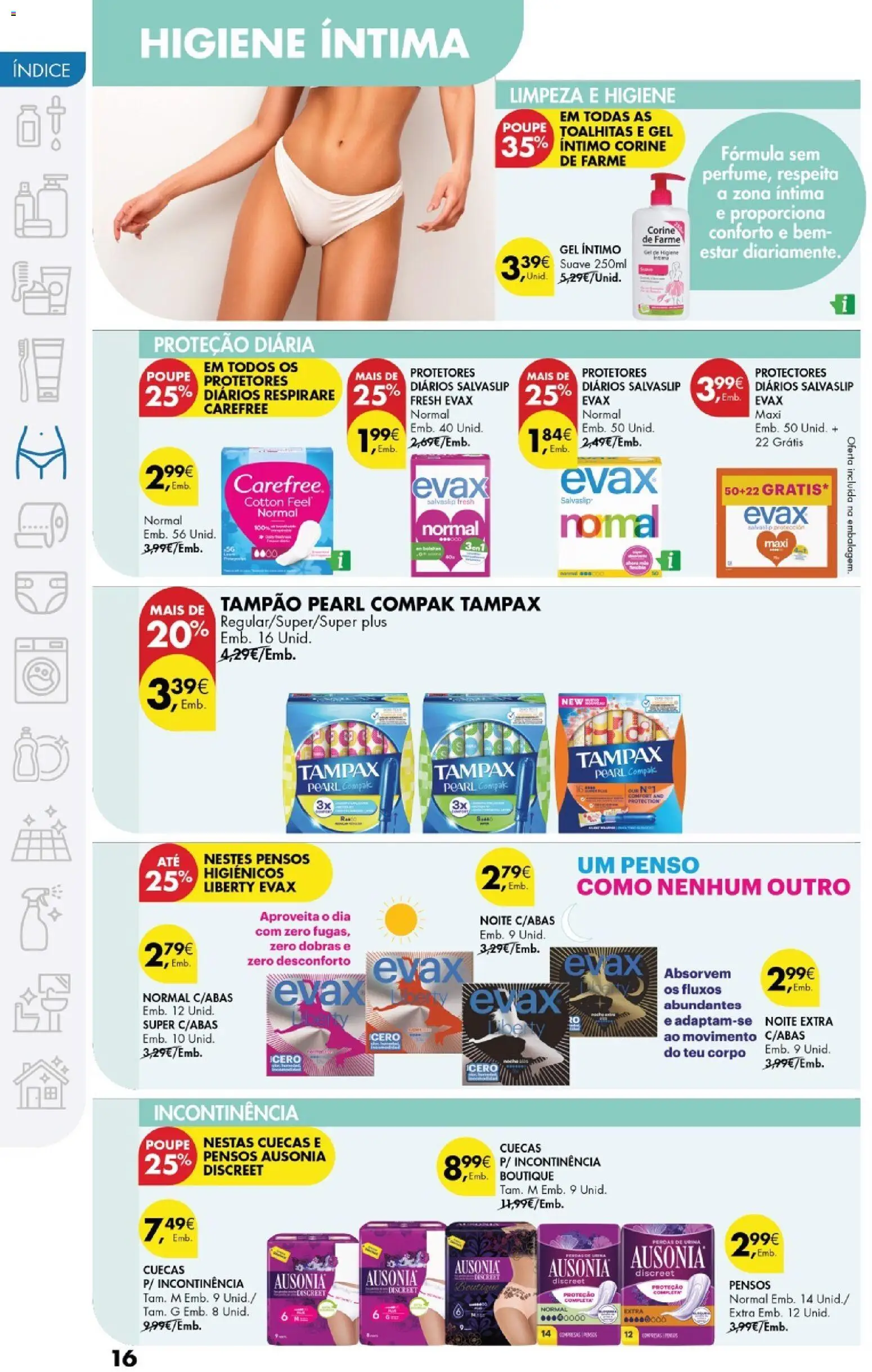 Pingo Doce - Cuidados Pessoais e para o Lar │ válido de 24.02.2026 | Página: 16 | Produtos: Pensos higiénicos, Cuecas