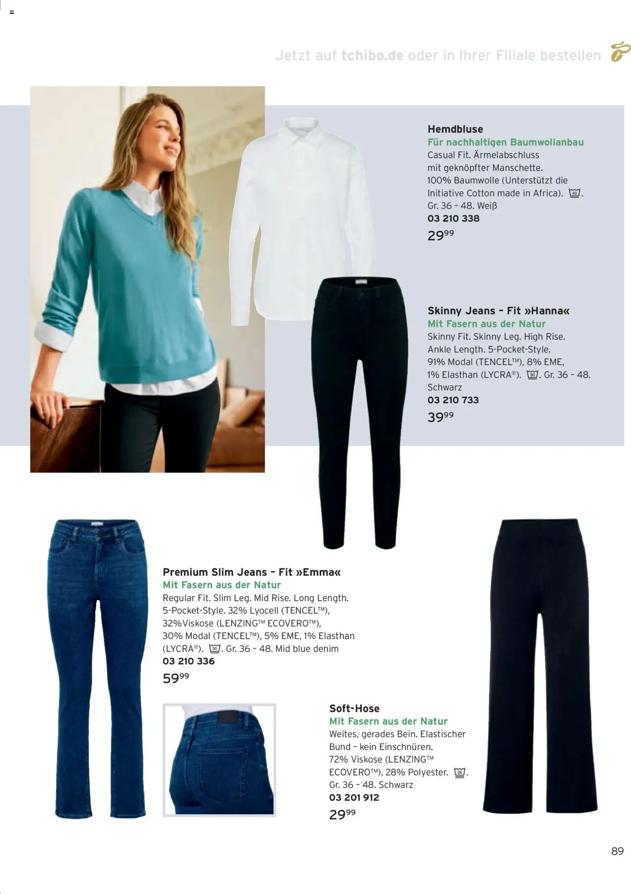 Katalog Tchibo Herbst – gültig ab 15.09.2025 | Seite: 89 | Produkte: Hemdbluse, Jeans