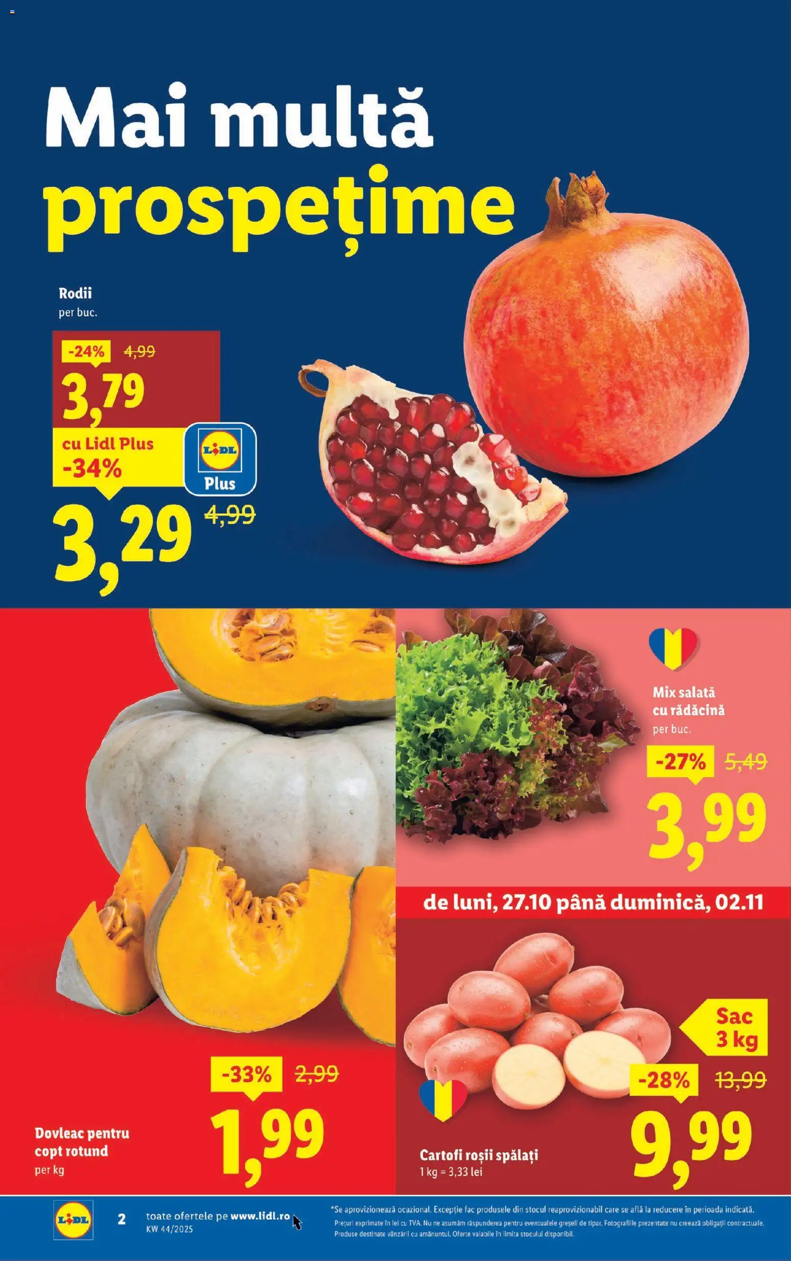 Noul catalog Lidl – valabil de la 27.10.2025 | Pagină: 2 | Produse: Dovleac, Roșii, Salată, Cartofi
