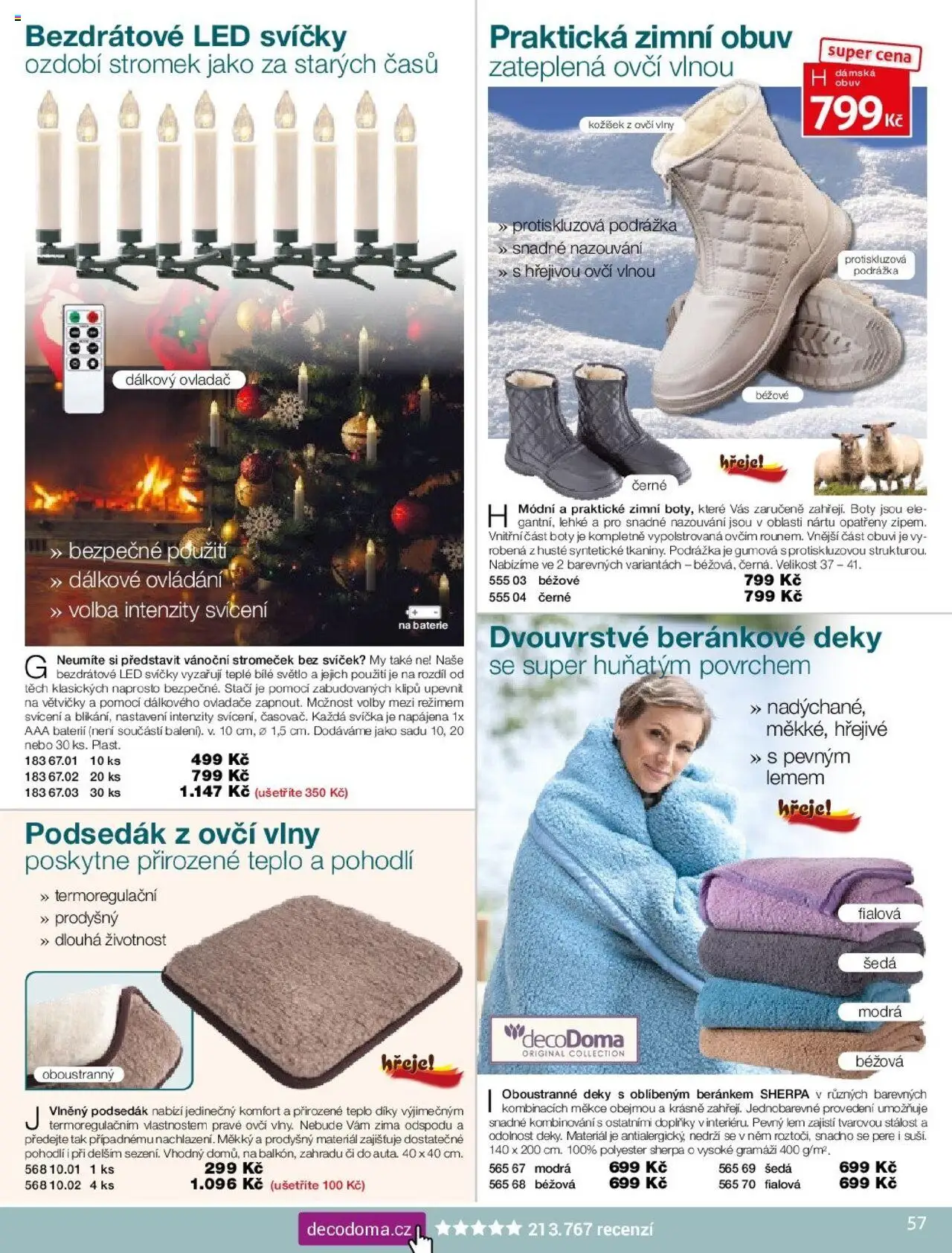 Decodoma katalog Vánoce 2025 od 09.10.2025 | Strana: 57 | Produkty: Dámská obuv, Obuv, Podsedák, Deky