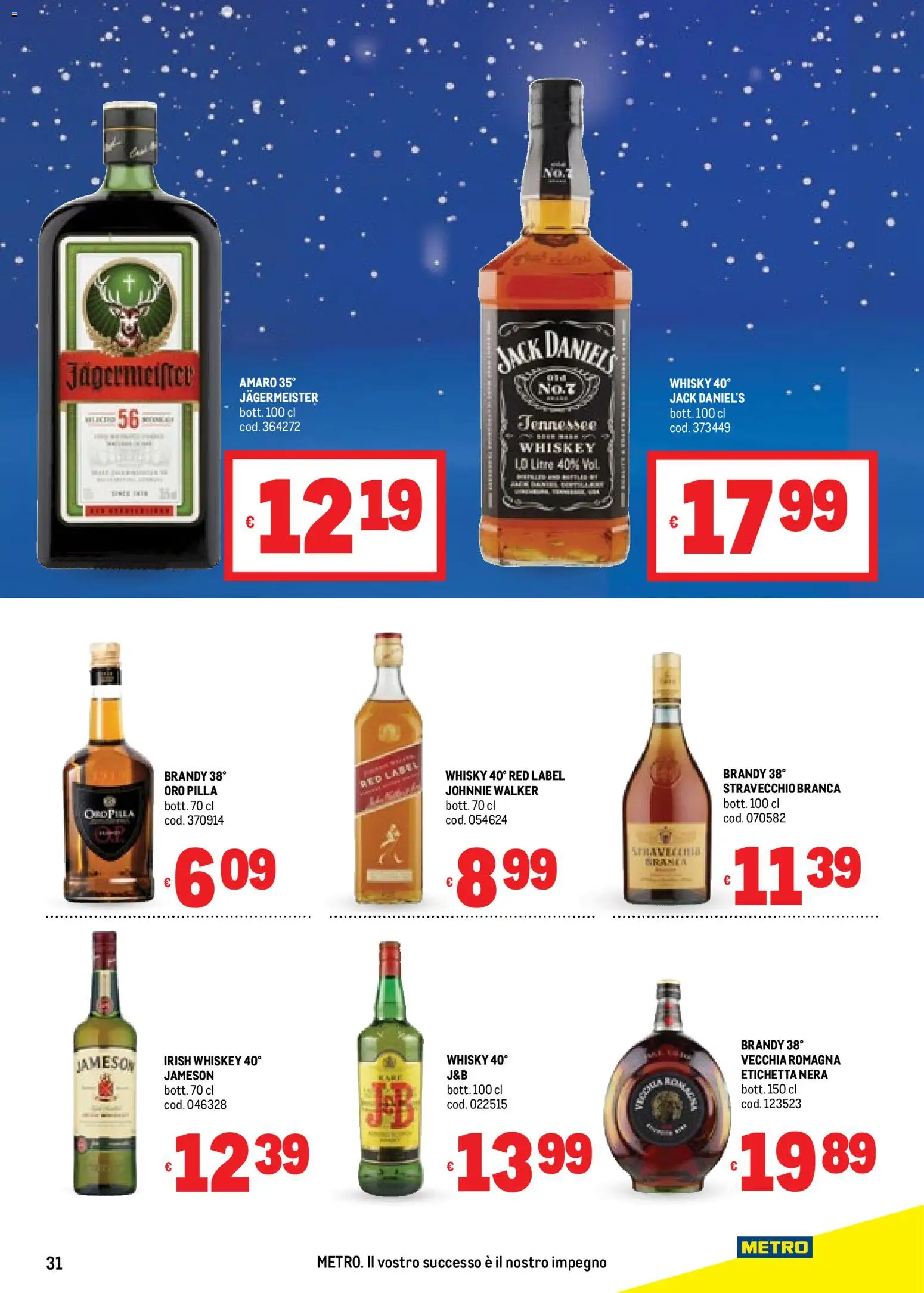 Volantino Metro del 04.12.2025 | Pagina: 31 | Prodotti: Whisky, Brandy, Amaro