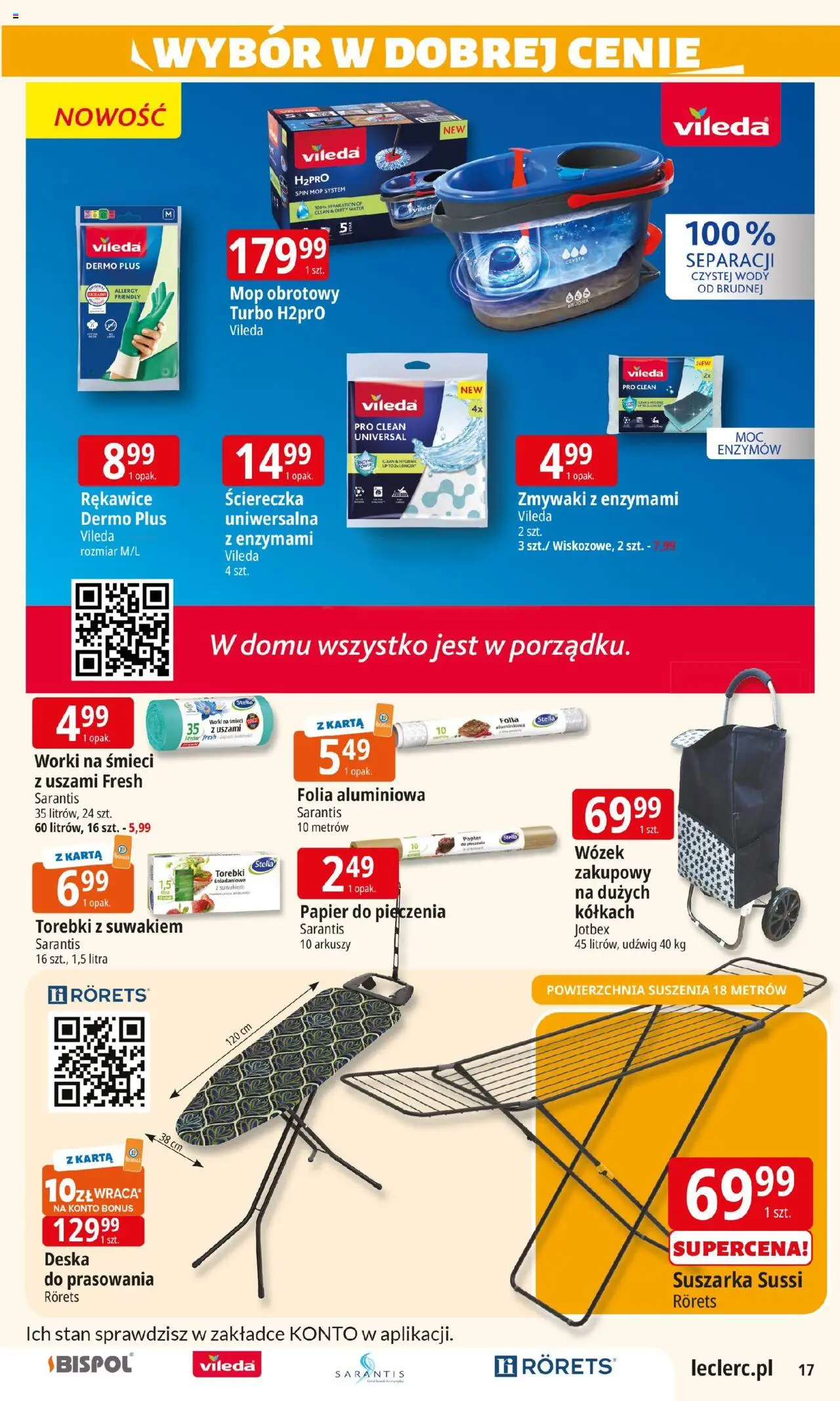 E.Leclerc Gazetka - Zamość od 22.07.2025 | Strona: 17 | Produkty: Karta, Mop obrotowy, Vileda, Torebki