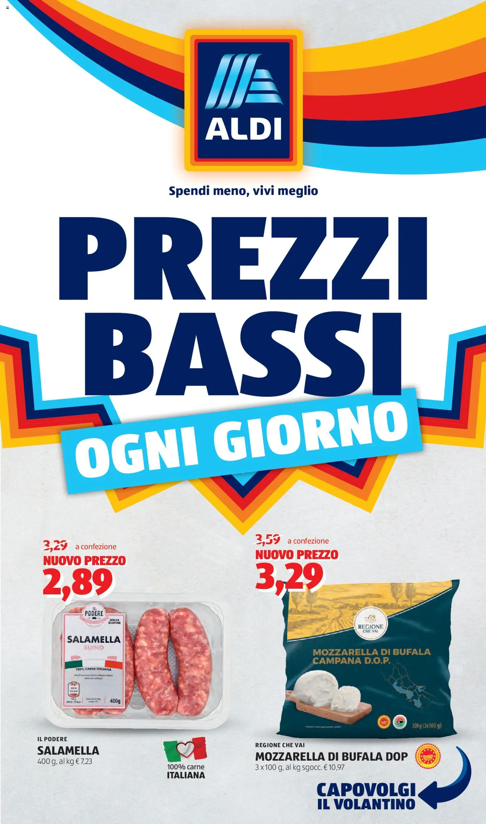 Volantino Aldi del 27.04.2026 | Pagina: 1 | Prodotti: Salamella, Suino, Mozzarella