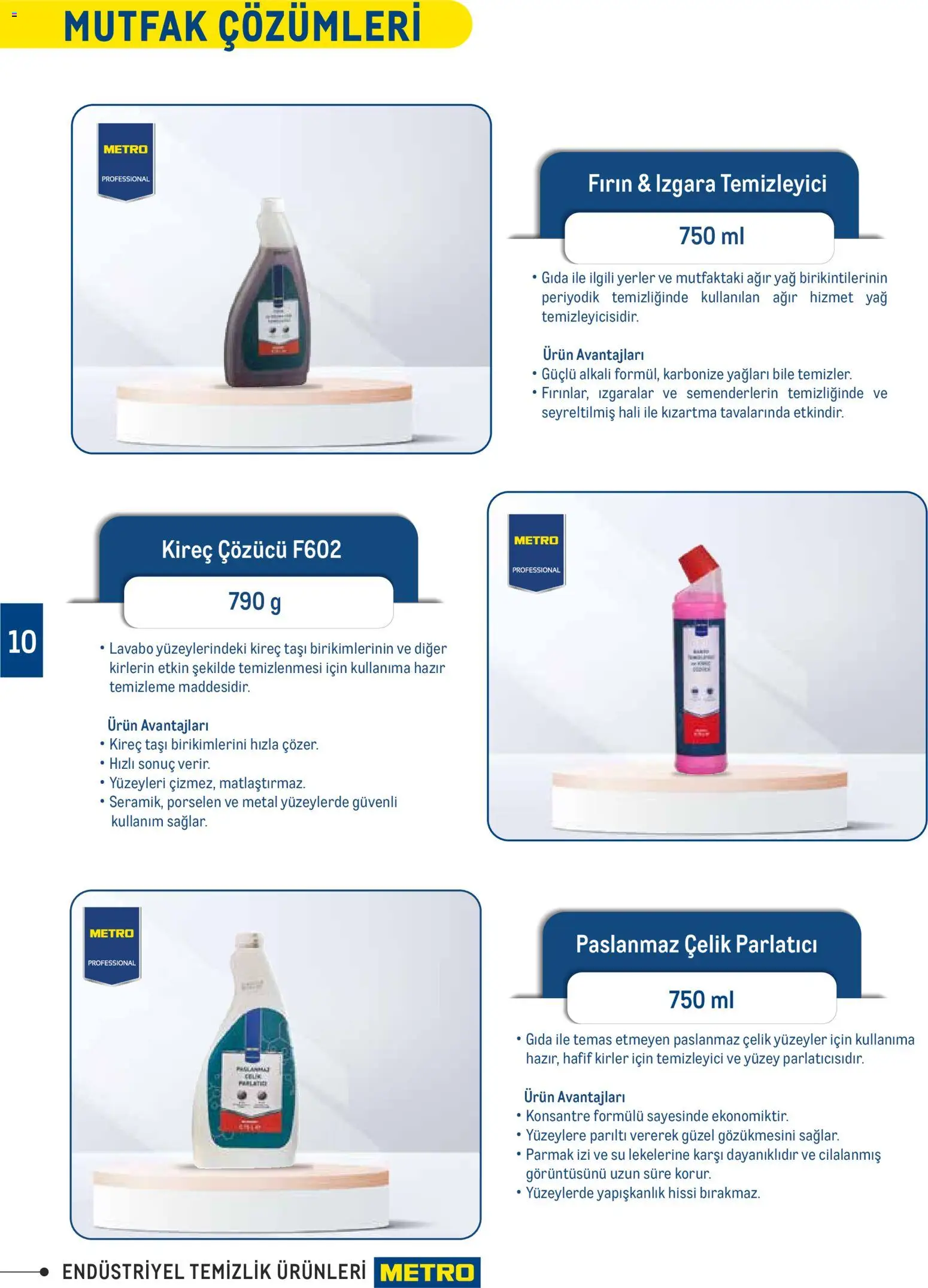 Metro - Endüstriyel Temizlik Ürünleri - 30.12.2025 tarihinden itibaren geçerlidir | Sayfa: 10 | Ürünler: Kireç çözücü, Lavabo, Parlatıcı, Yağ
