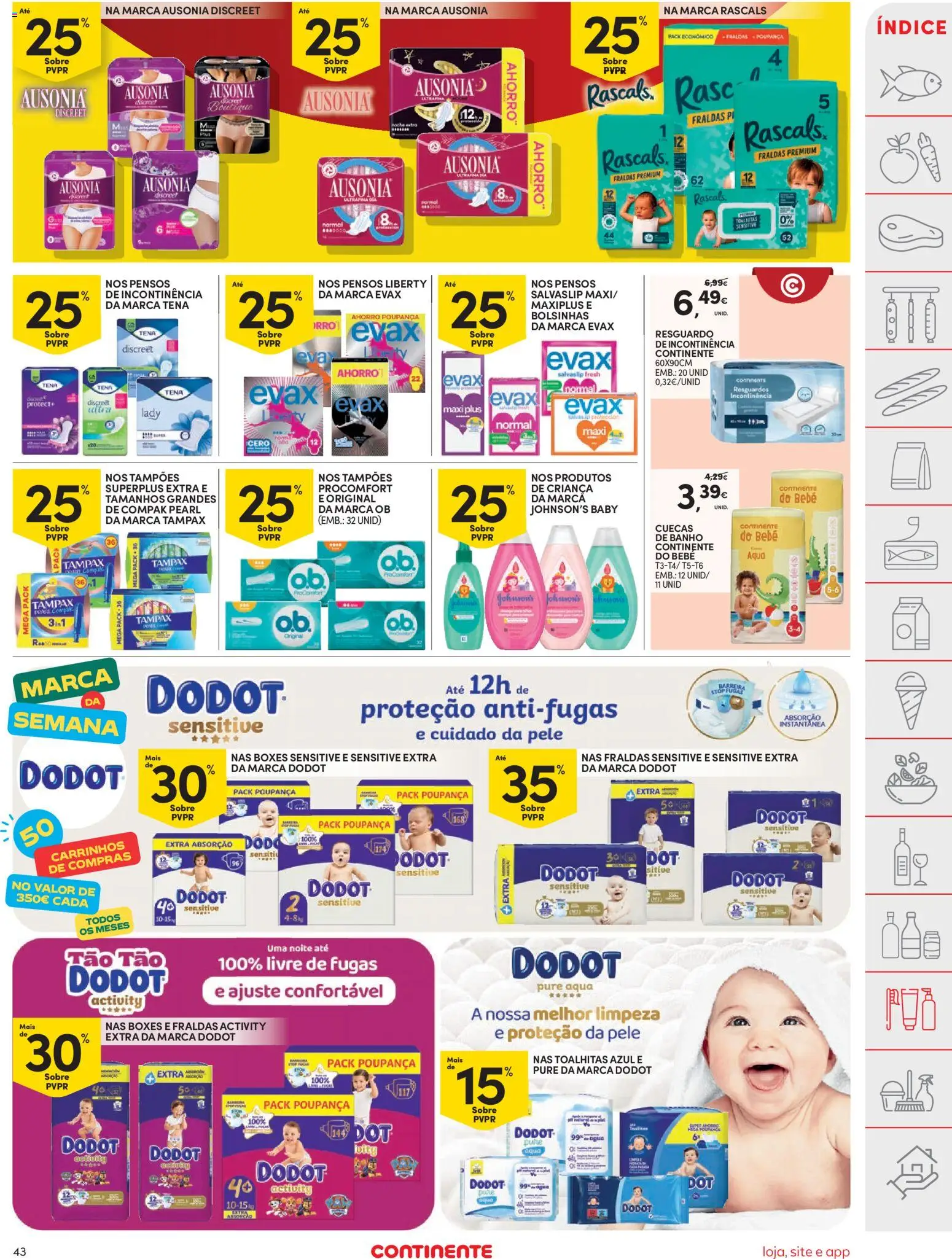 Continente folheto │ válido de 28.04.2026 | Página: 43 | Produtos: Fraldas, Banho, Cuecas