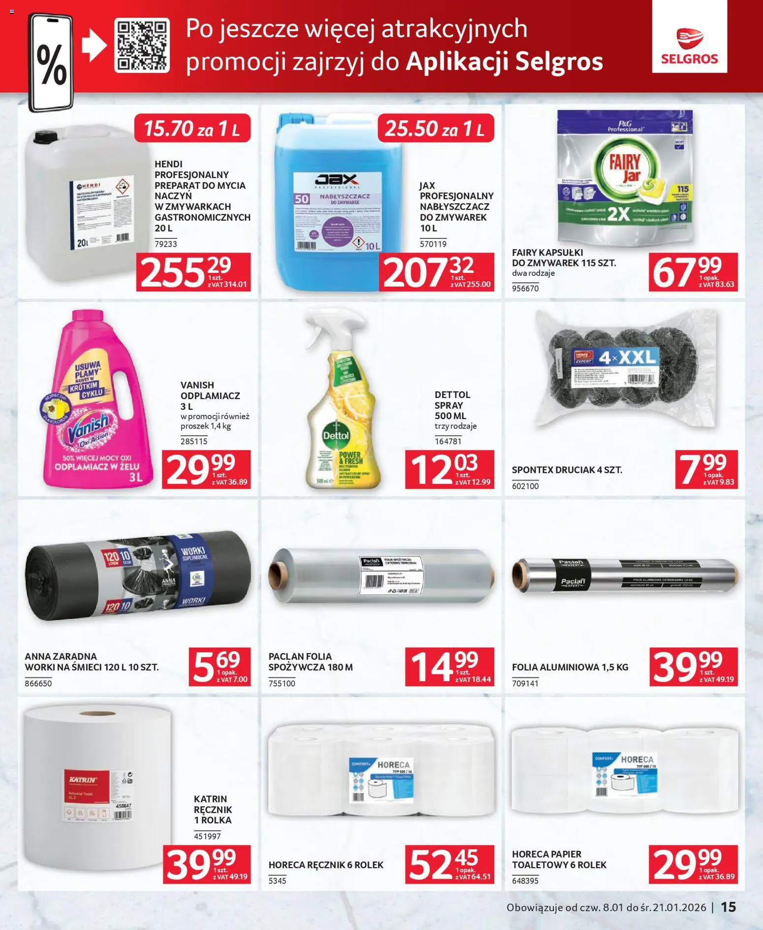 Selgros cash&carry Gazetka - Oferta dla gastronomii od 08.01.2026 | Strona: 15 | Produkty: Vanish, Fairy, Odplamiacz