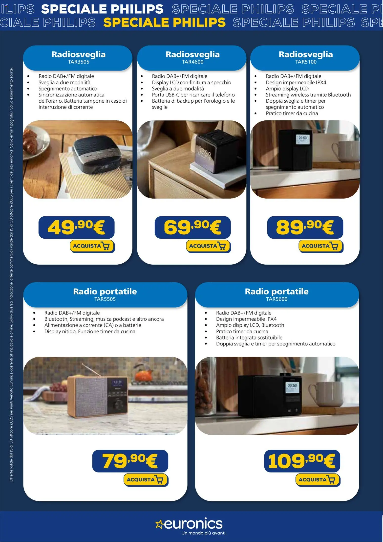 Volantino Euronics del 15.10.2025 | Pagina: 11 | Prodotti: Telefono, Radio, Batteria, Batterie