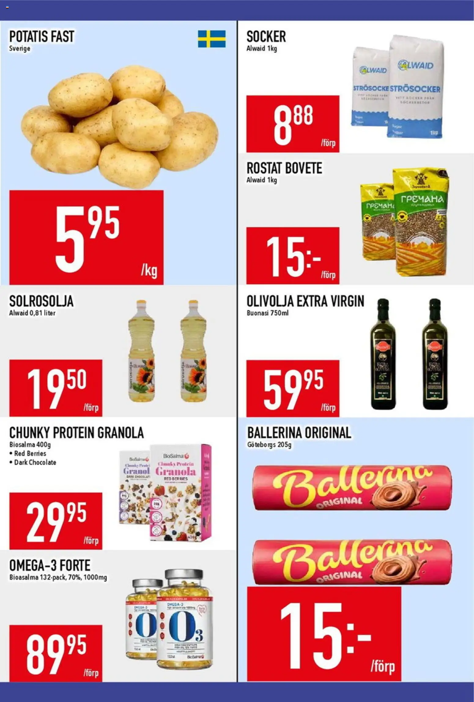 Matdax reklamblad aktuell från 20.04.2026 | Sida: 15 | Produkter: Strösocker, Ballerina, Olivolja, Potatis