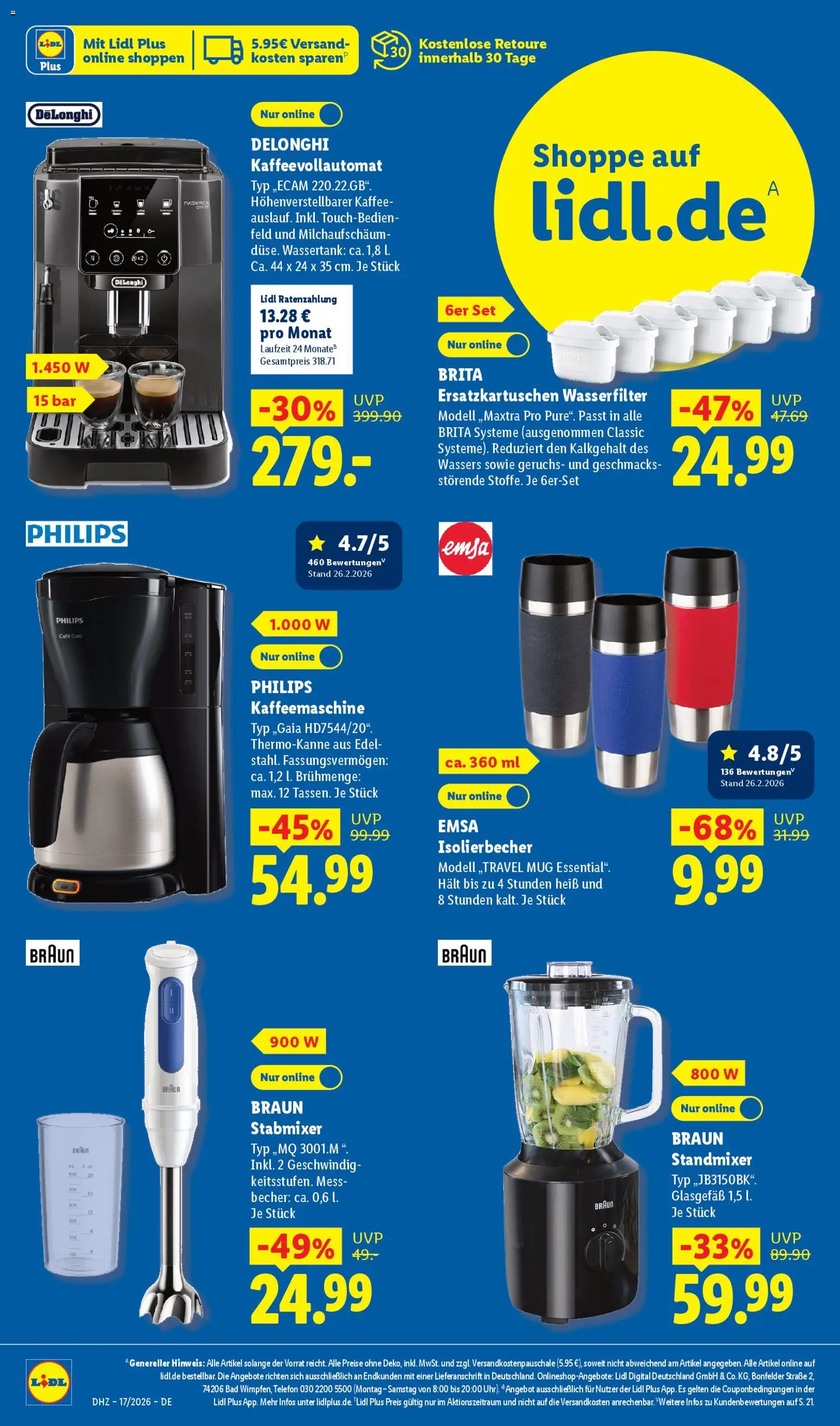 Lidl Exklusive Vorschau – gültig ab 20.04.2026 | Seite: 4 | Produkte: Philips, Kaffeemaschine, Kaffee, Stabmixer