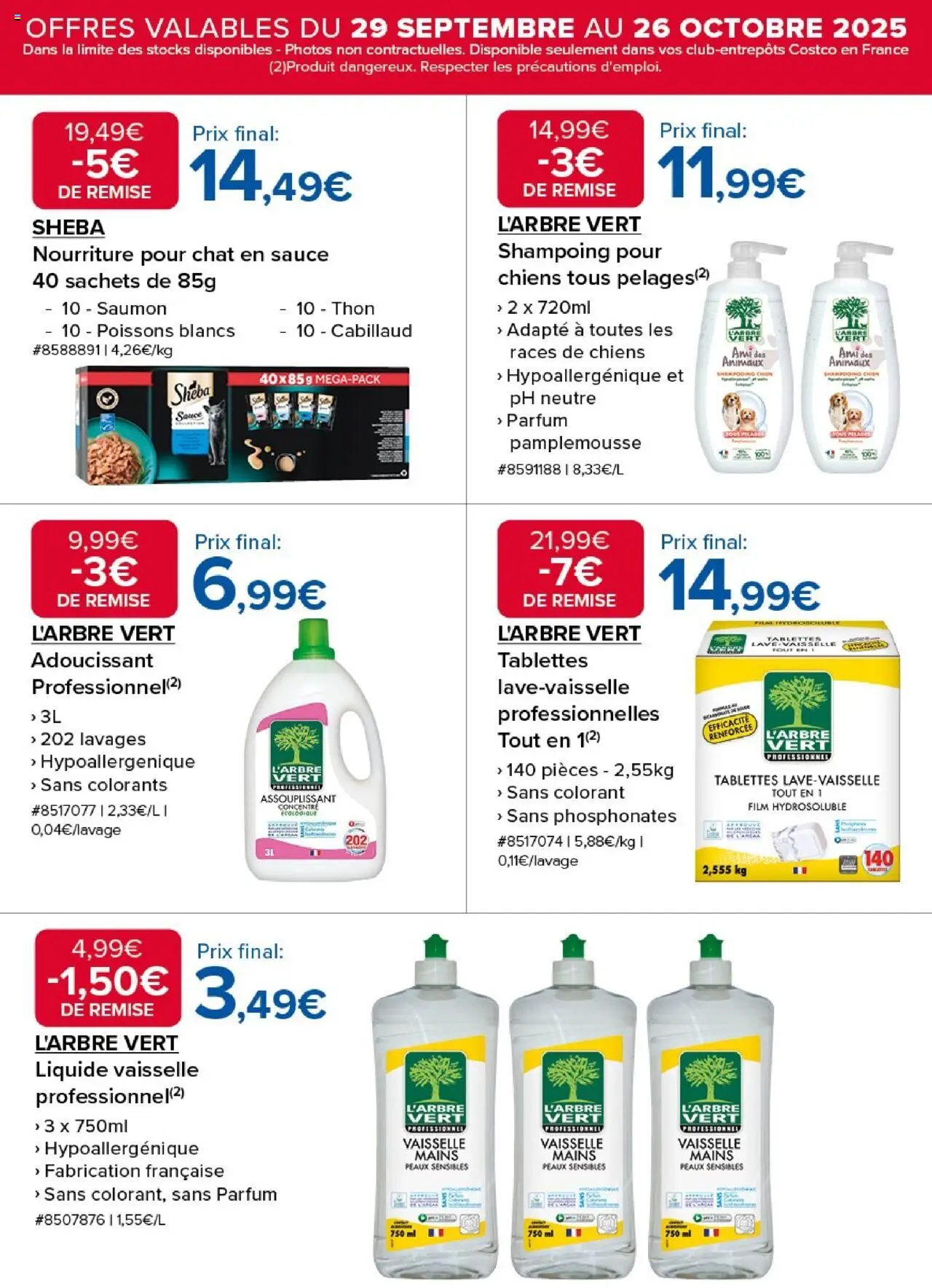 {H1} | Page: 9 | Produits: Liquide vaisselle, Shampoing, Thon, Saumon
