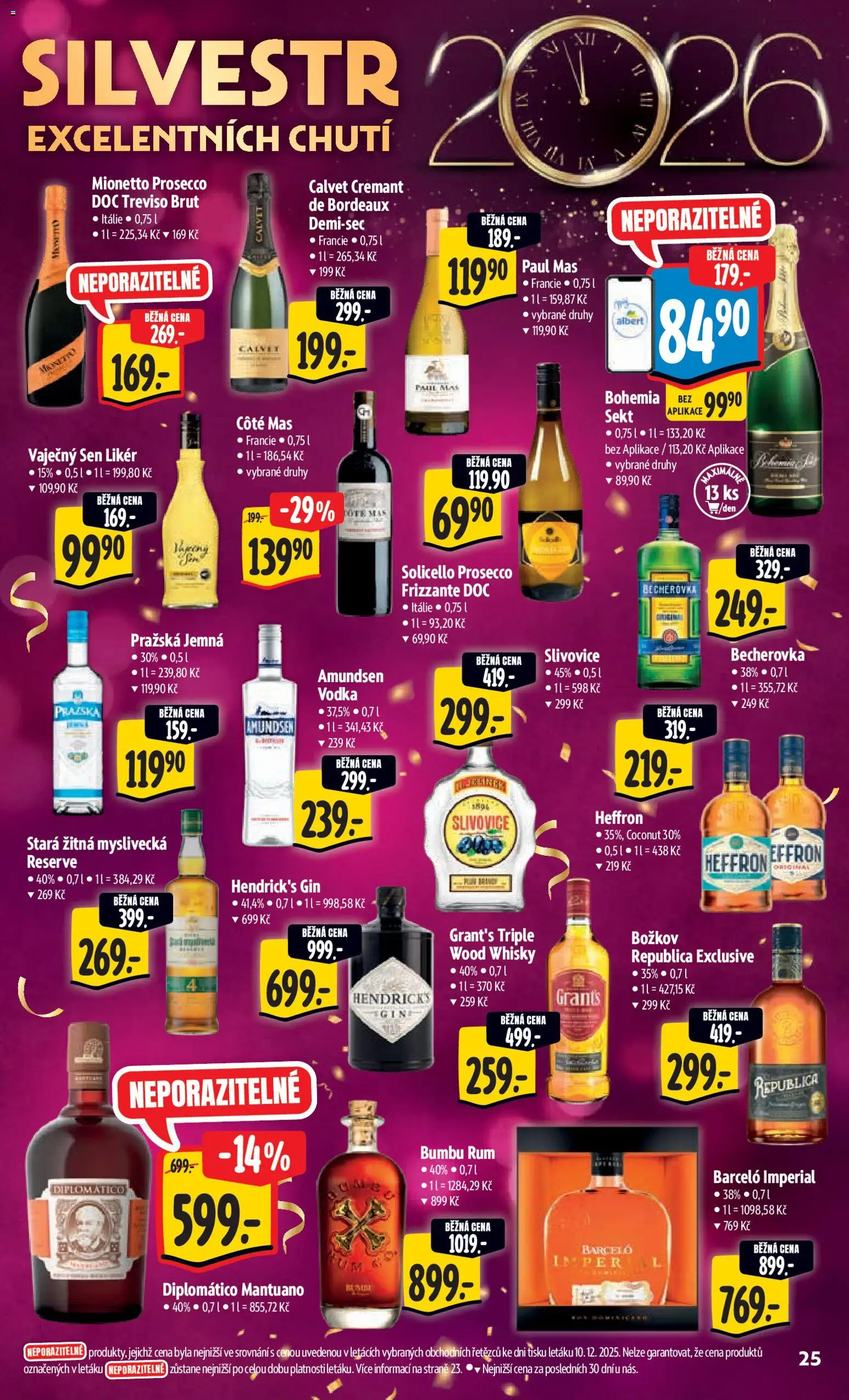 Albert leták - Hypermarket od 27.12.2025 | Strana: 34 | Produkty: Prosecco, Sekt, Slivovice, Stará žitná myslivecká