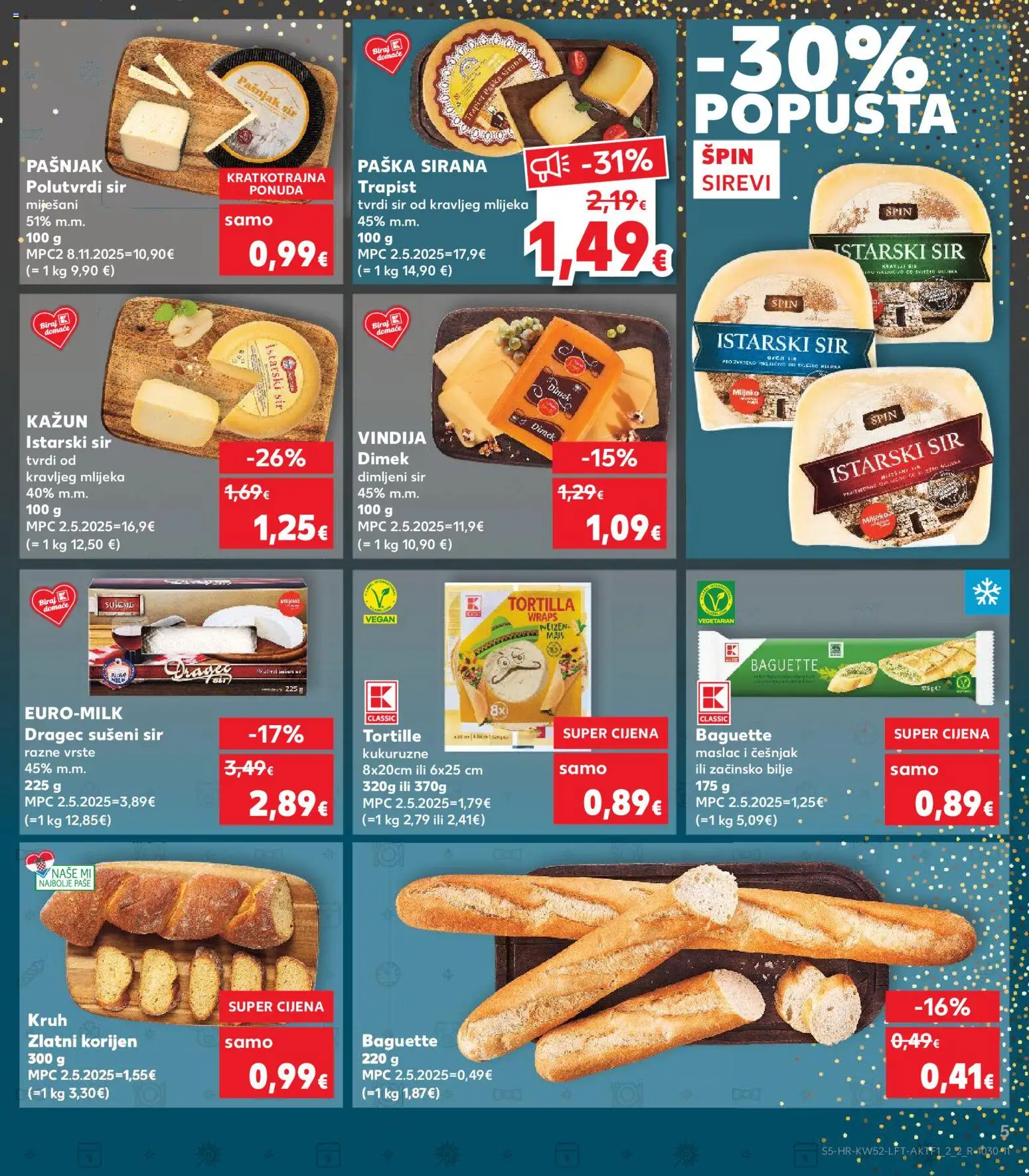 Kaufland katalog | vrijedi od 27.12.2025 | Stranica: 5 | Proizvodi: Vindija, Sir, Kruh, Češnjak