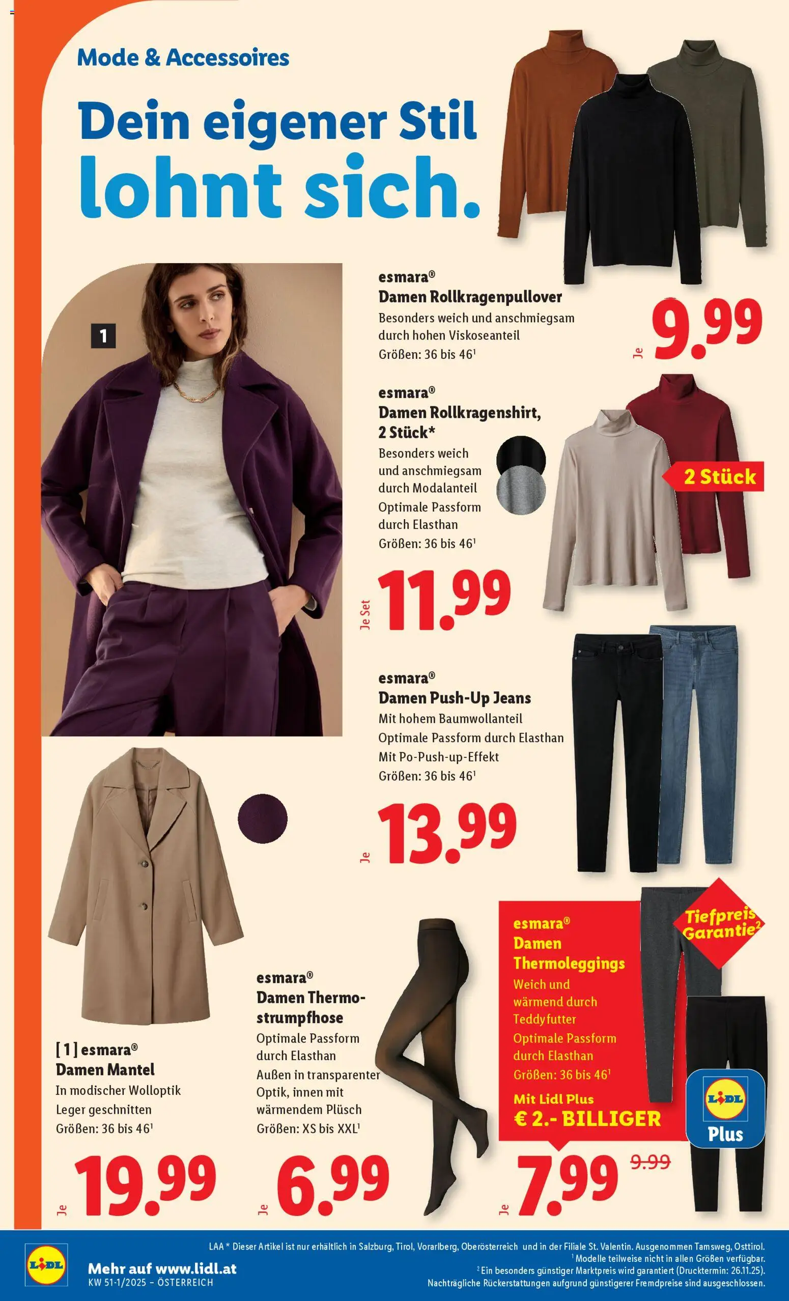 Lidl Flugblatt - Altenmarkt im Pongau, St. Johann im Pongau, Zell am See gültig ab 11.12.2025 | Seite: 36 | Produkte: Mantel, Jeans, Strumpfhose