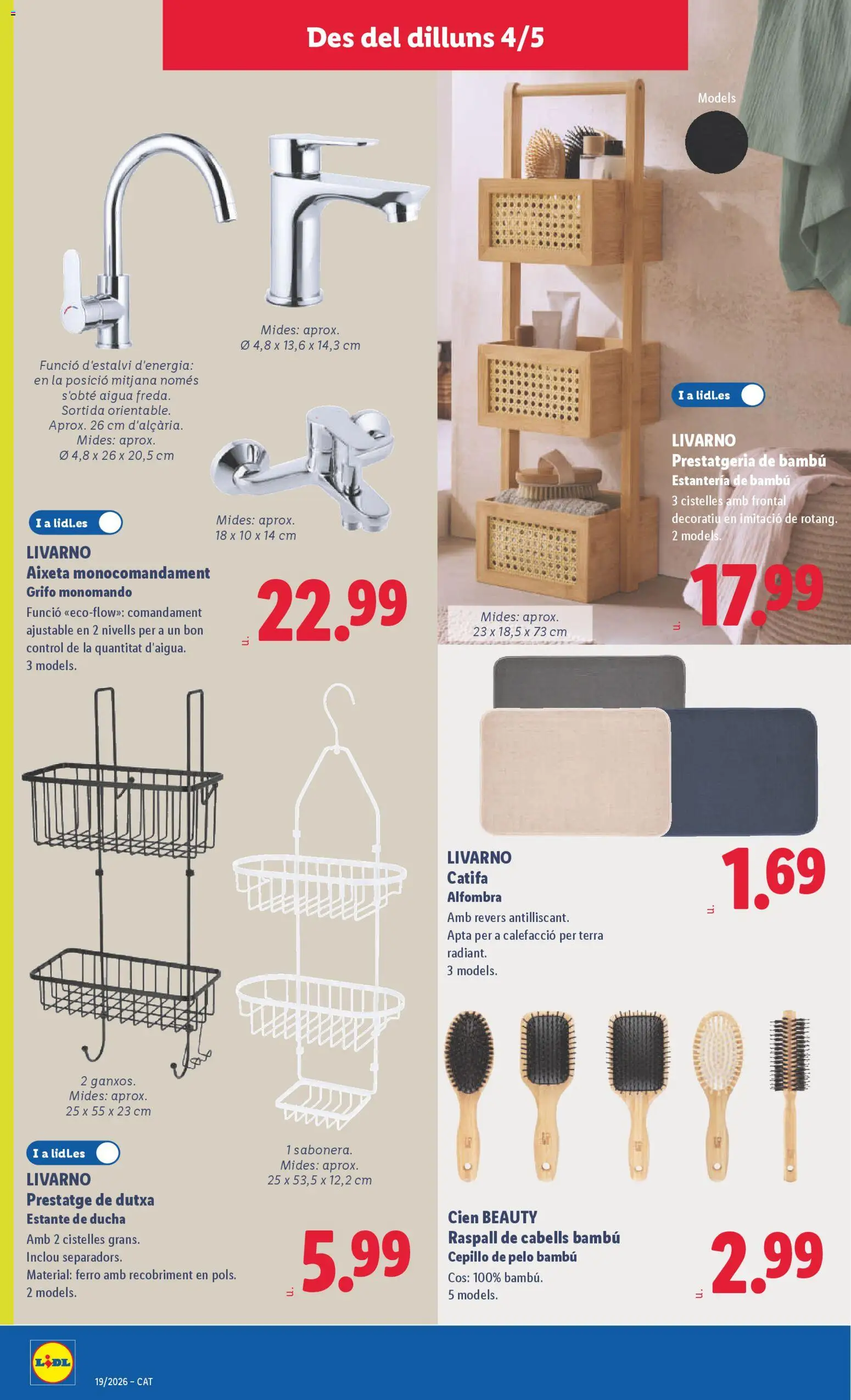 Lidl folleto de bazar │ válido desde el 04.05.2026 | Página: 12 | Productos: Cepillo, Estante, Ducha, Alfombra