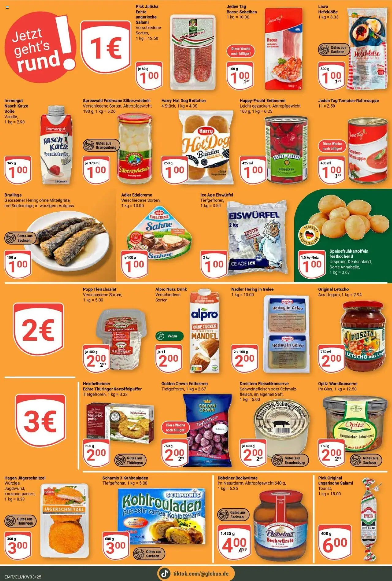 Globus prospekt Mittelhausen	 - gültig ab dem 11.08.2025 | Seite: 22 | Produkte: Salami, Schweinefleisch, Erdbeeren, Sahne