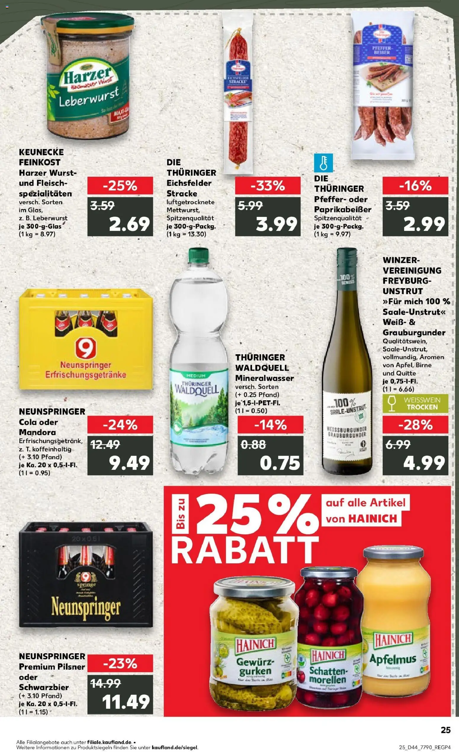 Kaufland prospekt Leinefelde-Worbis	 – gültig ab 30.10.2025 | Seite: 25 | Produkte: Cola, Weißwein, Mineralwasser, Gurken