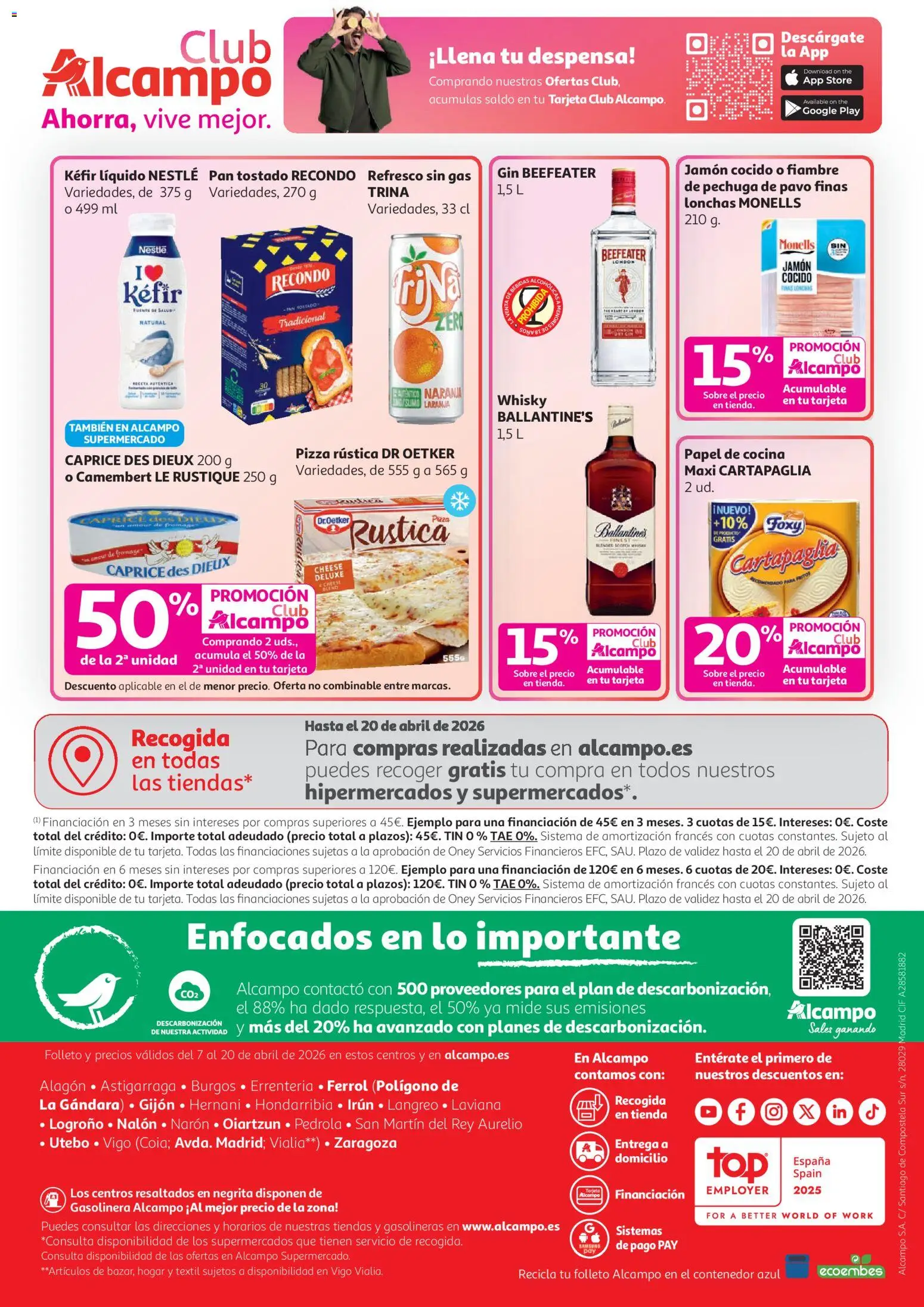 Alcampo HG Unico │ válido desde el 07.04.2026 | Página: 36 | Productos: Jamón, Pizza, Whisky, Cocina