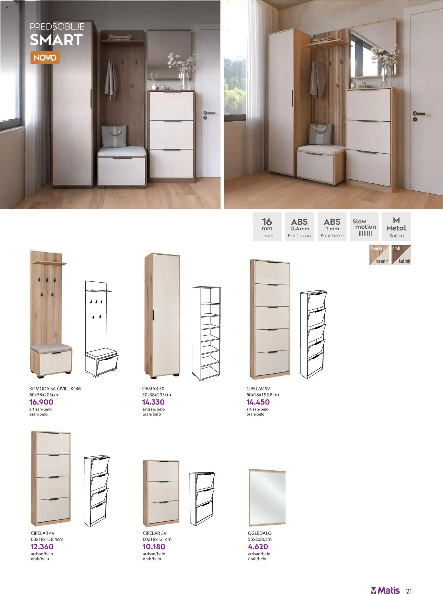 Matis katalog - važi od 01.03.2026 | Strana: 21 | Proizvode: Komoda, Ogledalo, Orah, Cipelar