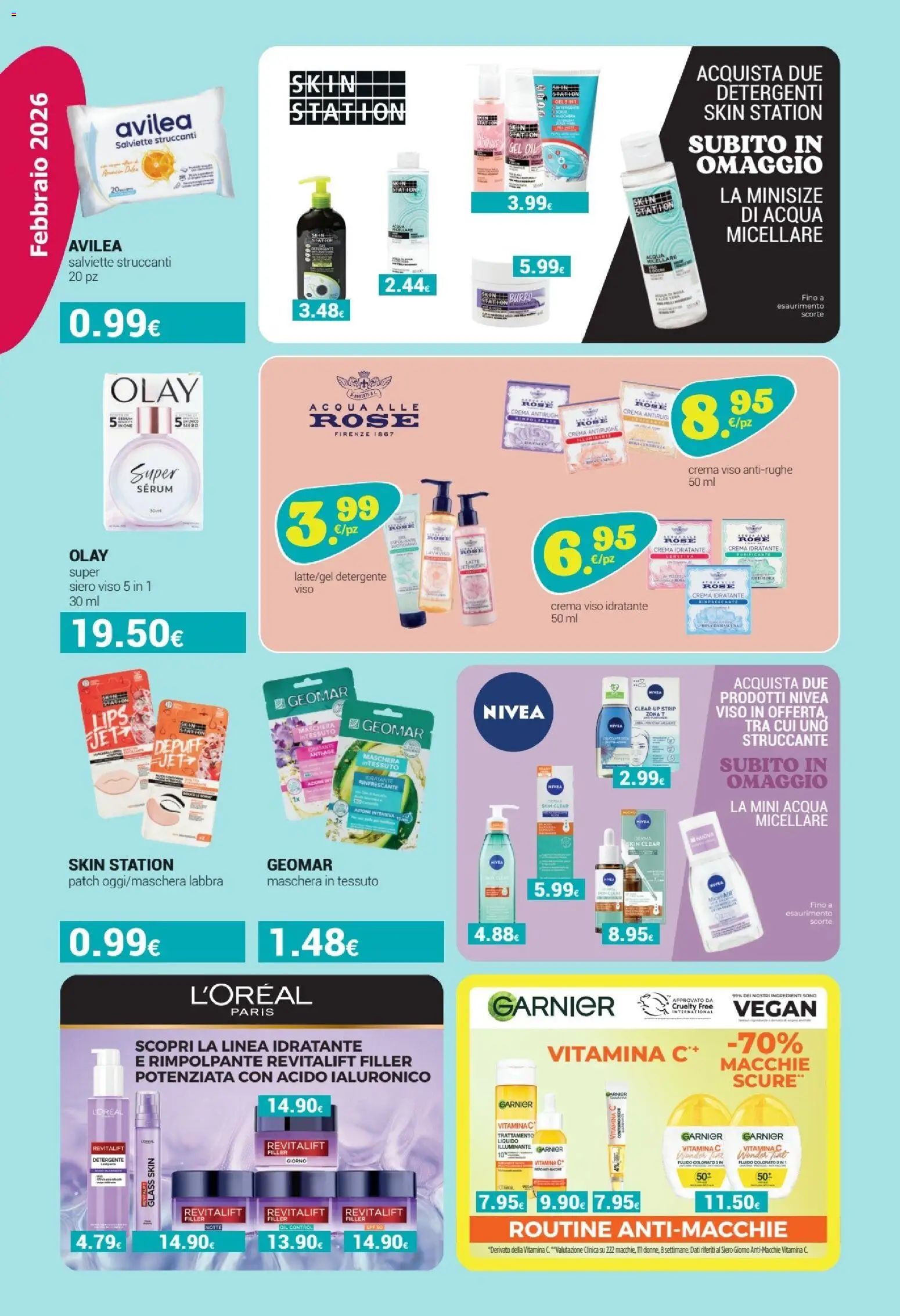 Volantino Tigotà del 01.02.2026 | Pagina: 14 | Prodotti: Maschera, Salviette struccanti, Crema viso, Latte