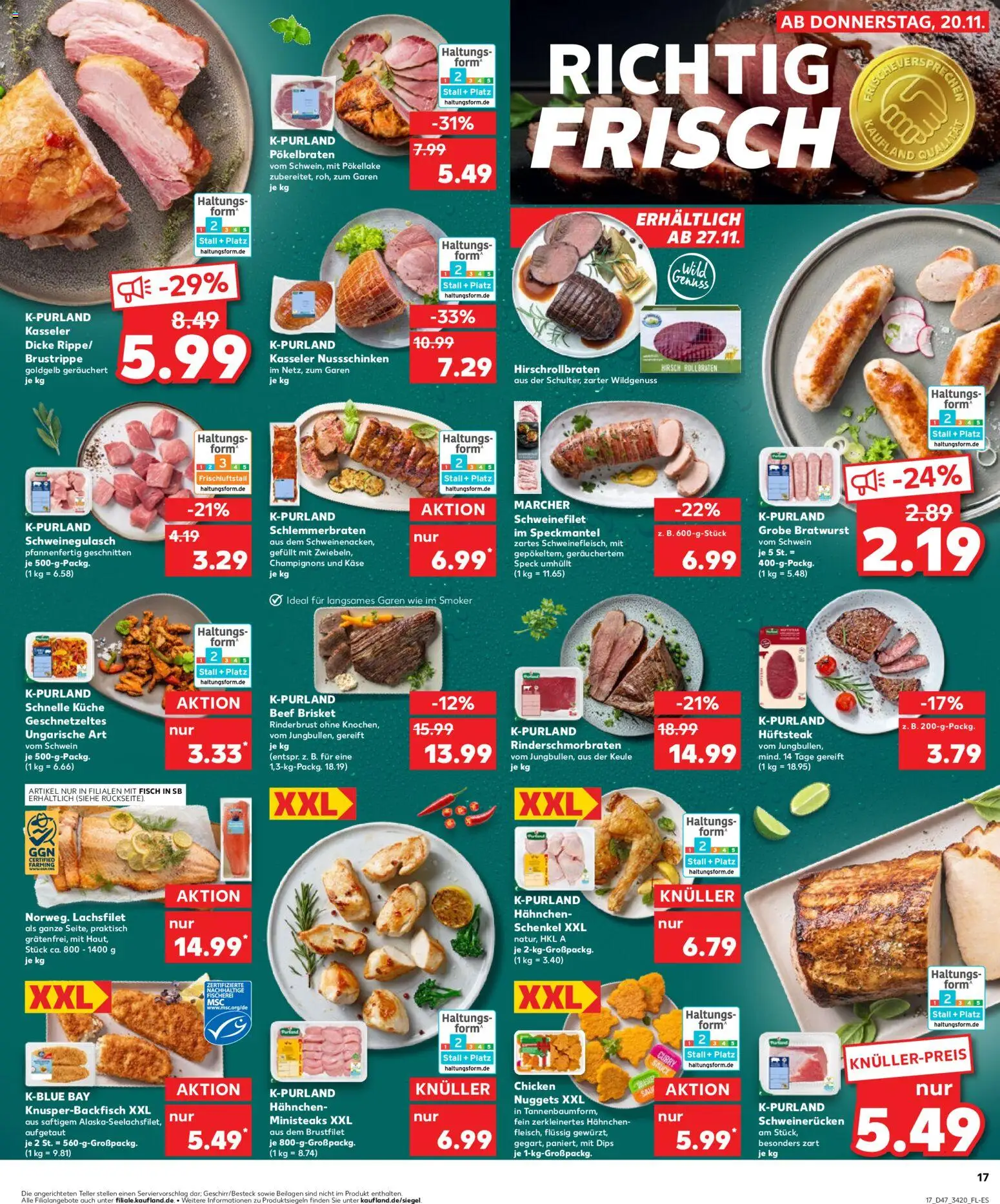 Kaufland prospekt Berlin	 – gültig ab 23.11.2025 | Seite: 17 | Produkte: Bratwurst, Schweinefilet, Champignons, Schweinerucken
