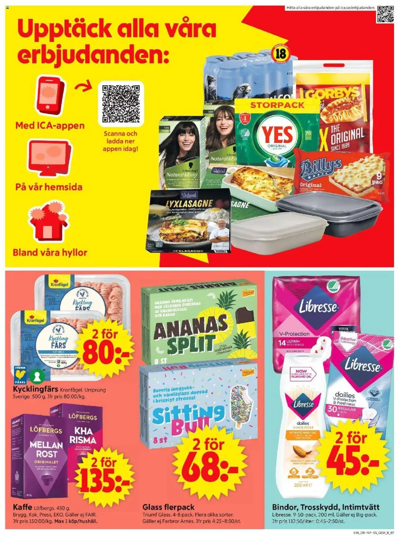 ICA Supermarket reklamblad aktuell från 18.08.2025 | Sida: 9 | Produkter: Galler, Kaffe, Ananas, Glass