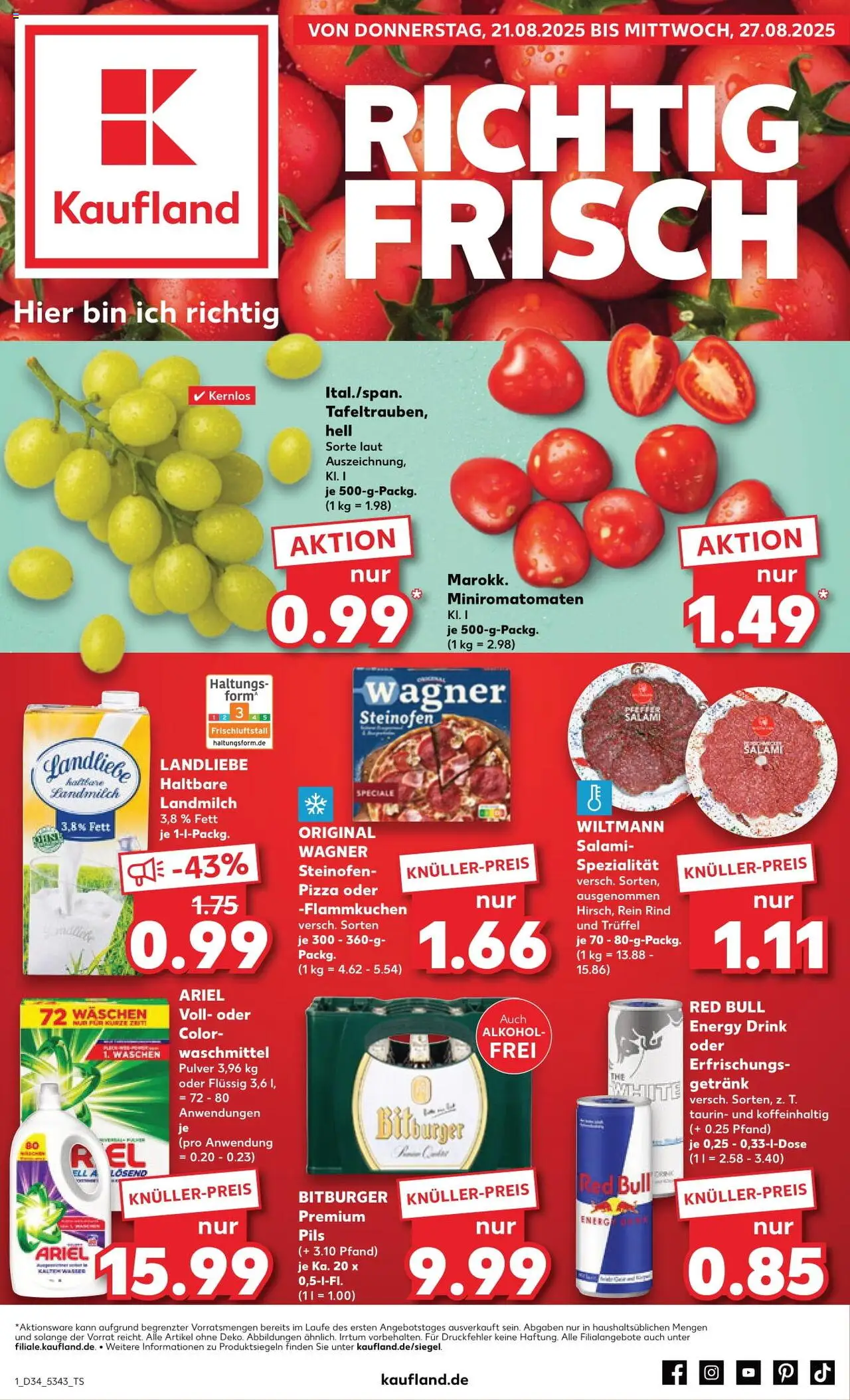 Kaufland Prospekt 	 - gültig ab dem 21.08.2025 | Seite: 1 | Produkte: Red bull, Energy, Salami, Pizza