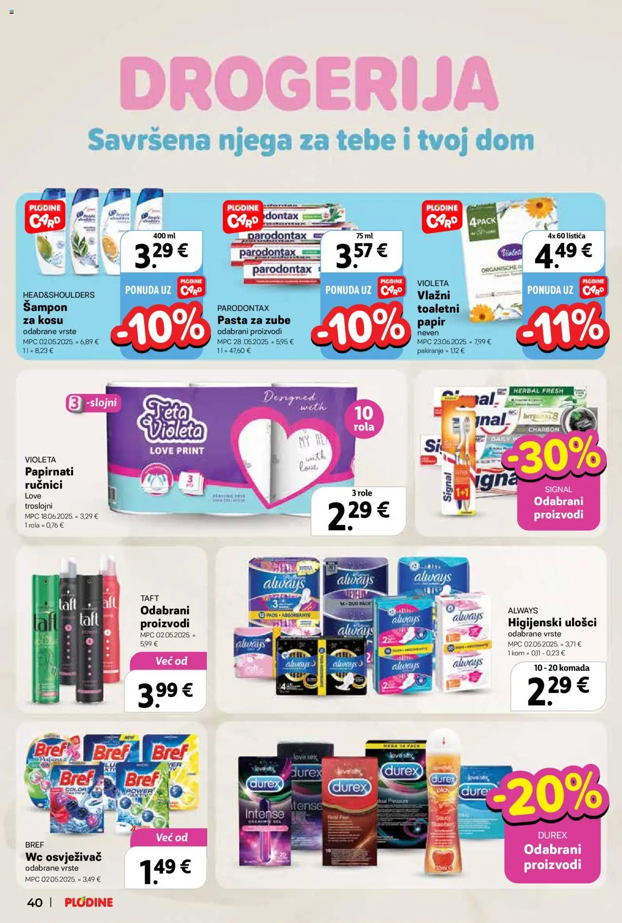 Plodine katalog | vrijedi od 02.07.2025 | Stranica: 40 | Proizvodi: Šampon, Pasta za zube, Violeta, Parodontax