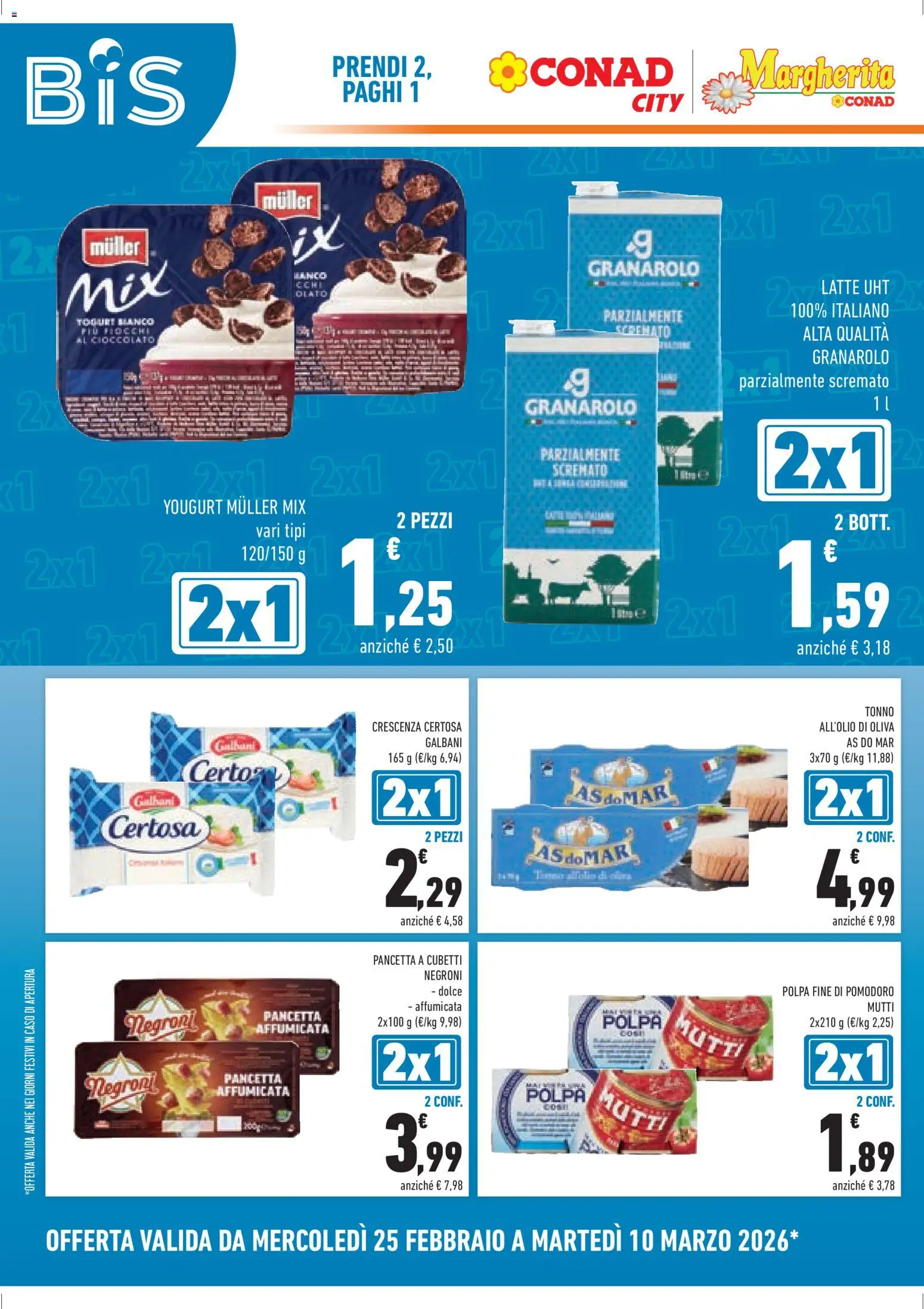 Volantino Conad del 25.02.2026 | Pagina: 2 | Prodotti: Cioccolato, Pancetta, Pomodoro, Tonno