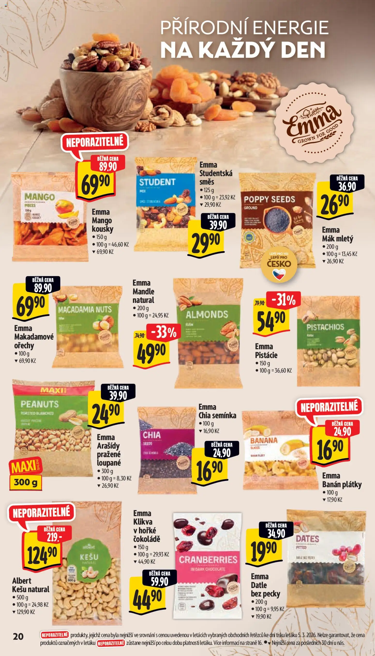 Albert leták - Supermarket od 11.03.2026 | Strana: 28 | Produkty: Kešu, Mango, Pistácie, Ořechy