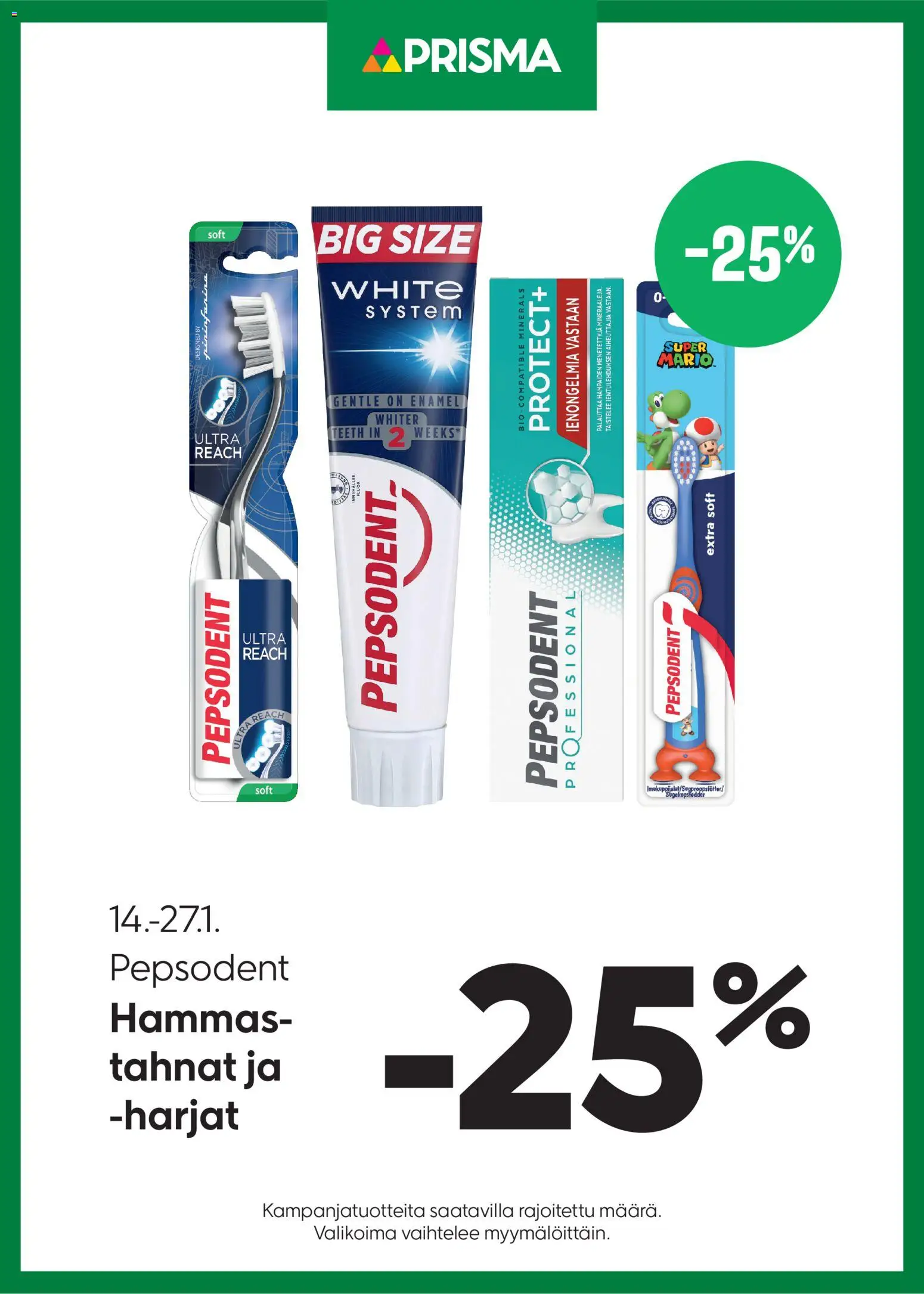 Prisma tarjoukset Pepsodent – voimassa 14.01.2026 alkaen | Sivu: 1