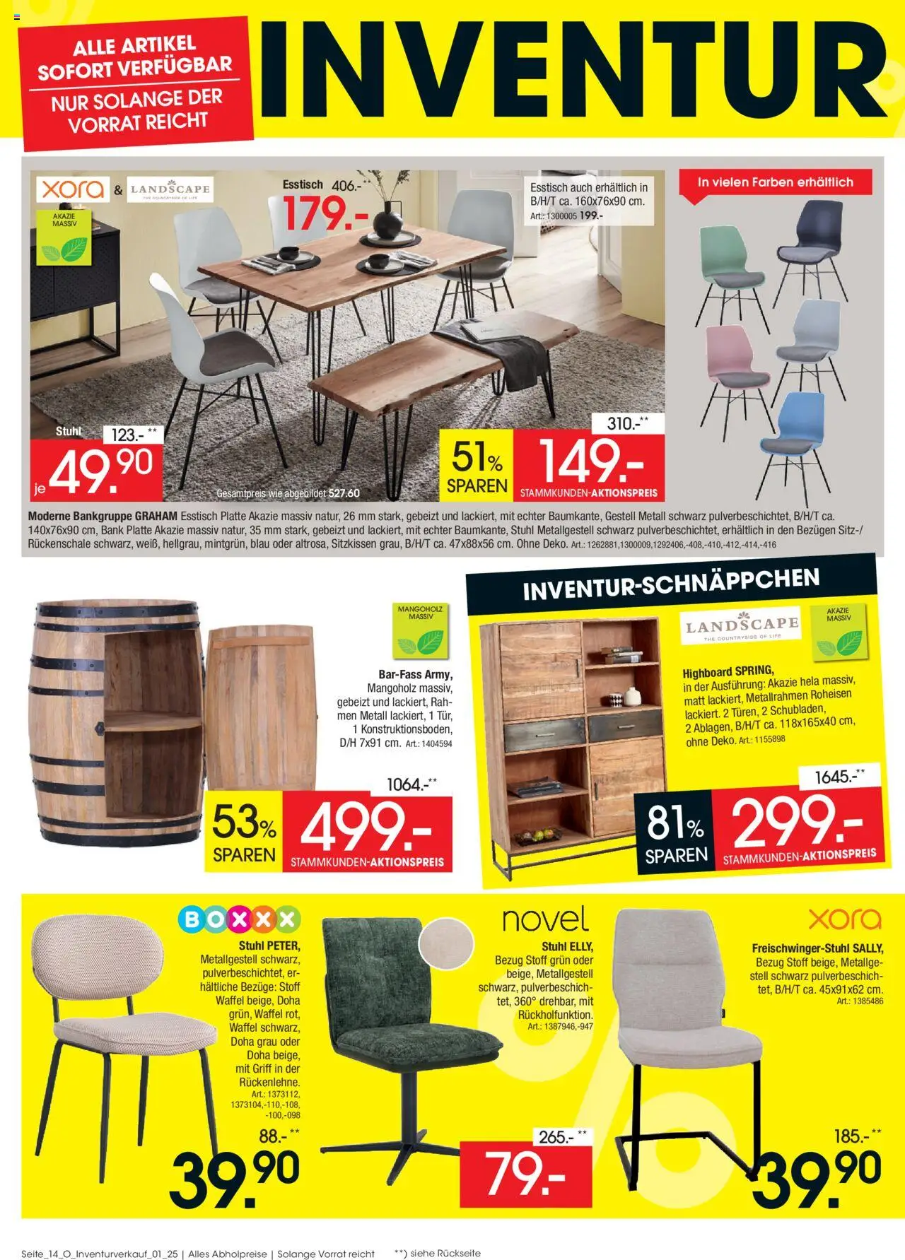 Zurbrüggen Inventurverkauf - gültig ab dem 04.08.2025 | Seite: 16 | Produkte: HIghboard, Esstisch, Stuhl
